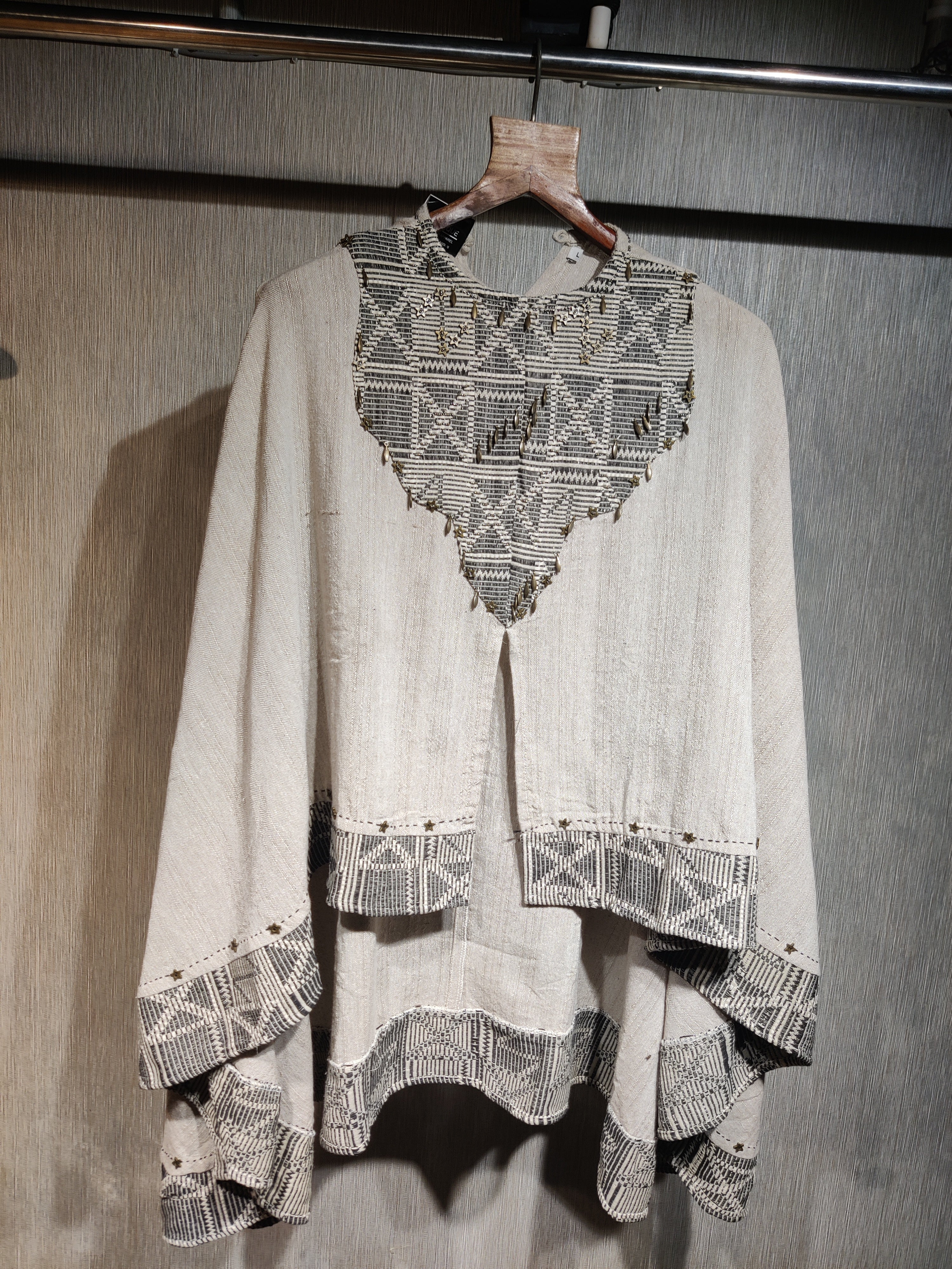 Boho-Artisinal Craft Asymmetric poncho Co-ord Set