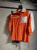 Rust Orange Linen-Cotton Co-Ord Set with Crochet Lace Detailing