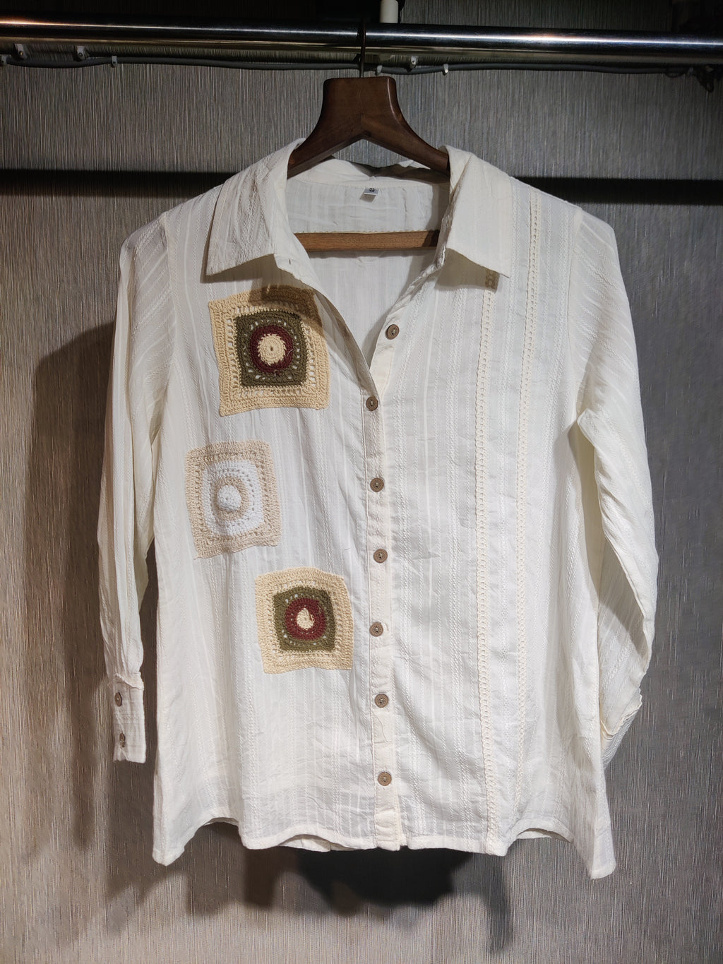 Handcrafted Crochet Patchwork  LInen Cotton Co-ord Set