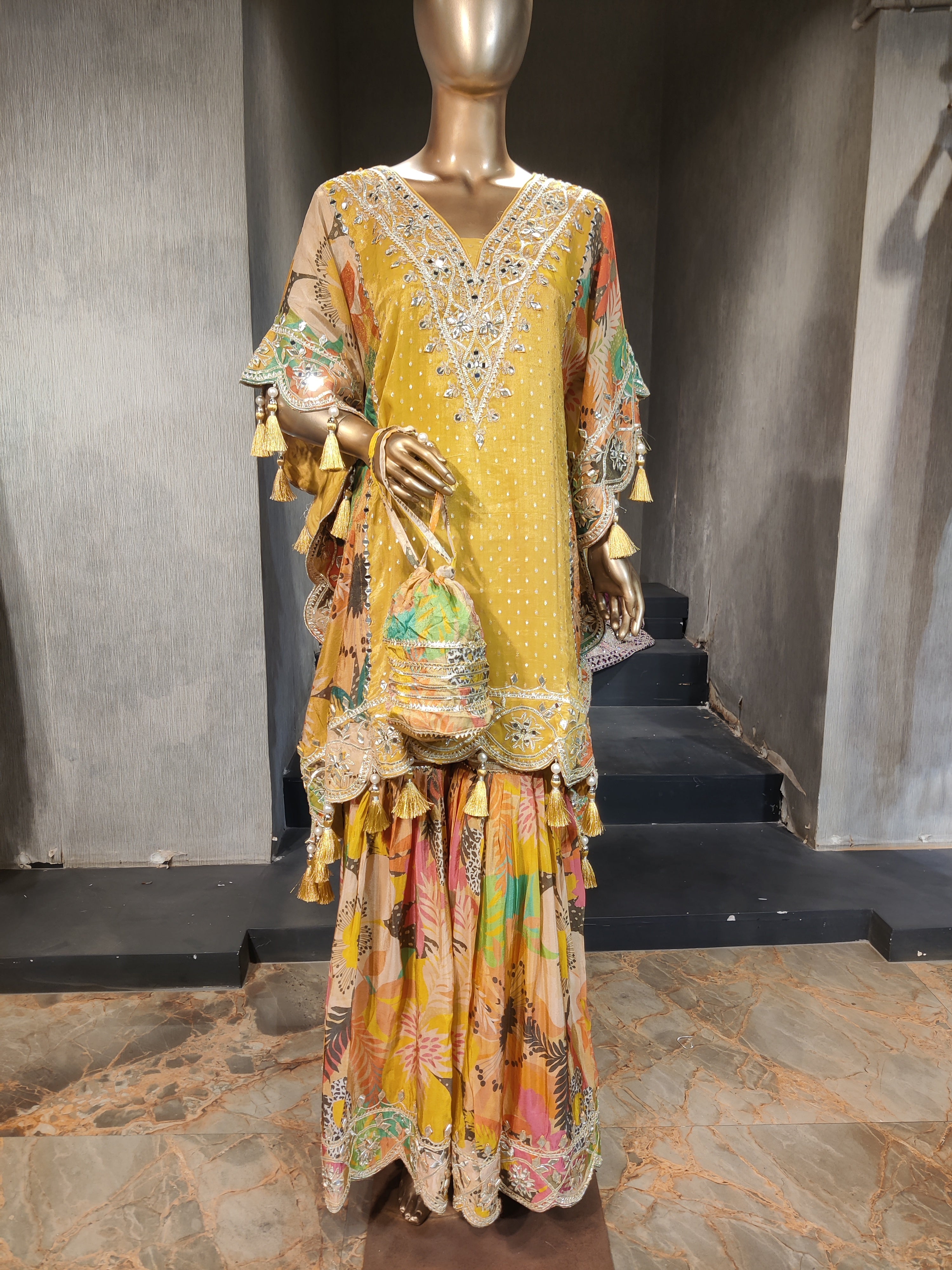 Mustard Embellished Kaftan