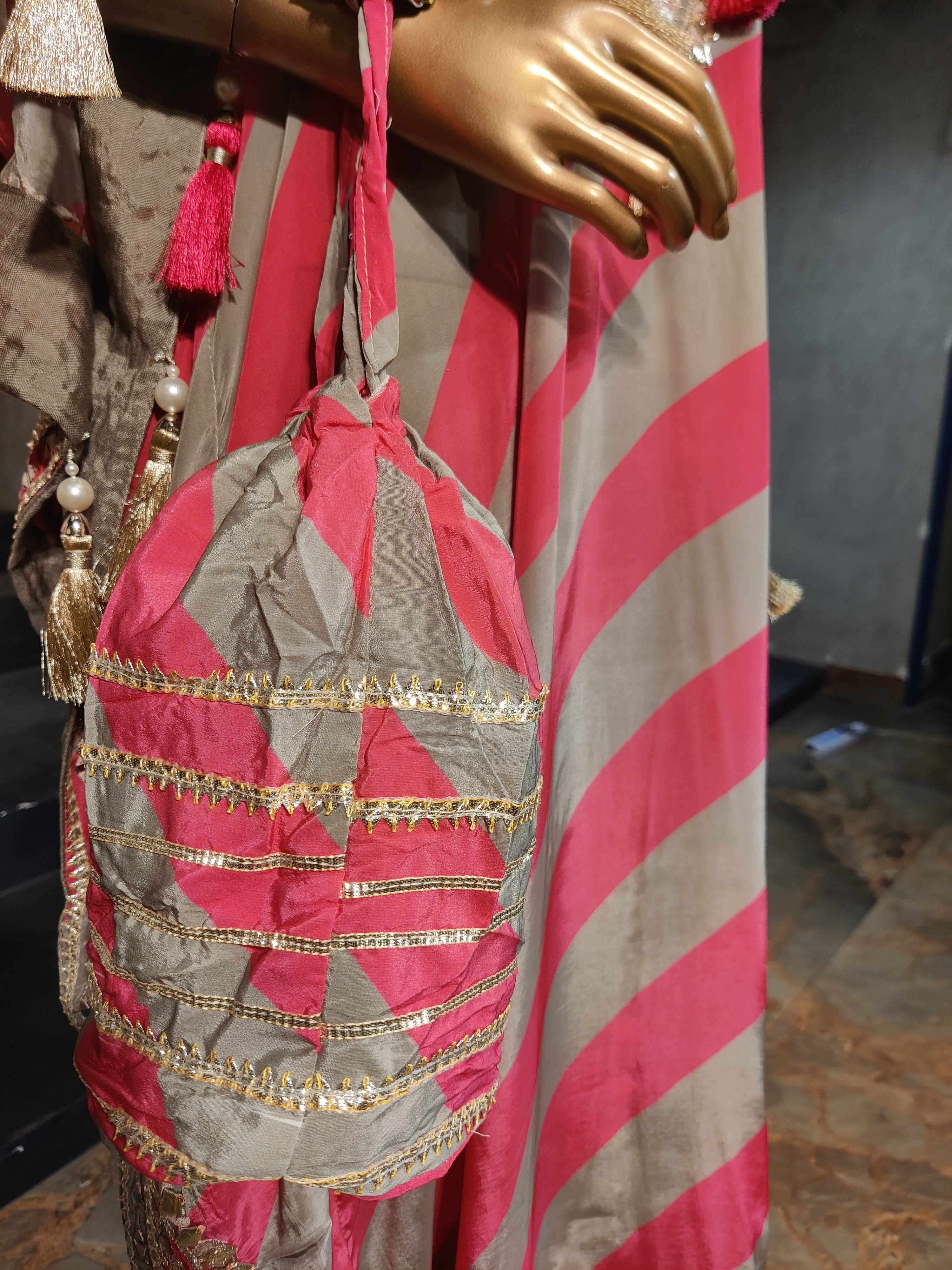 Pink Diagonal Stripe Kaftan
