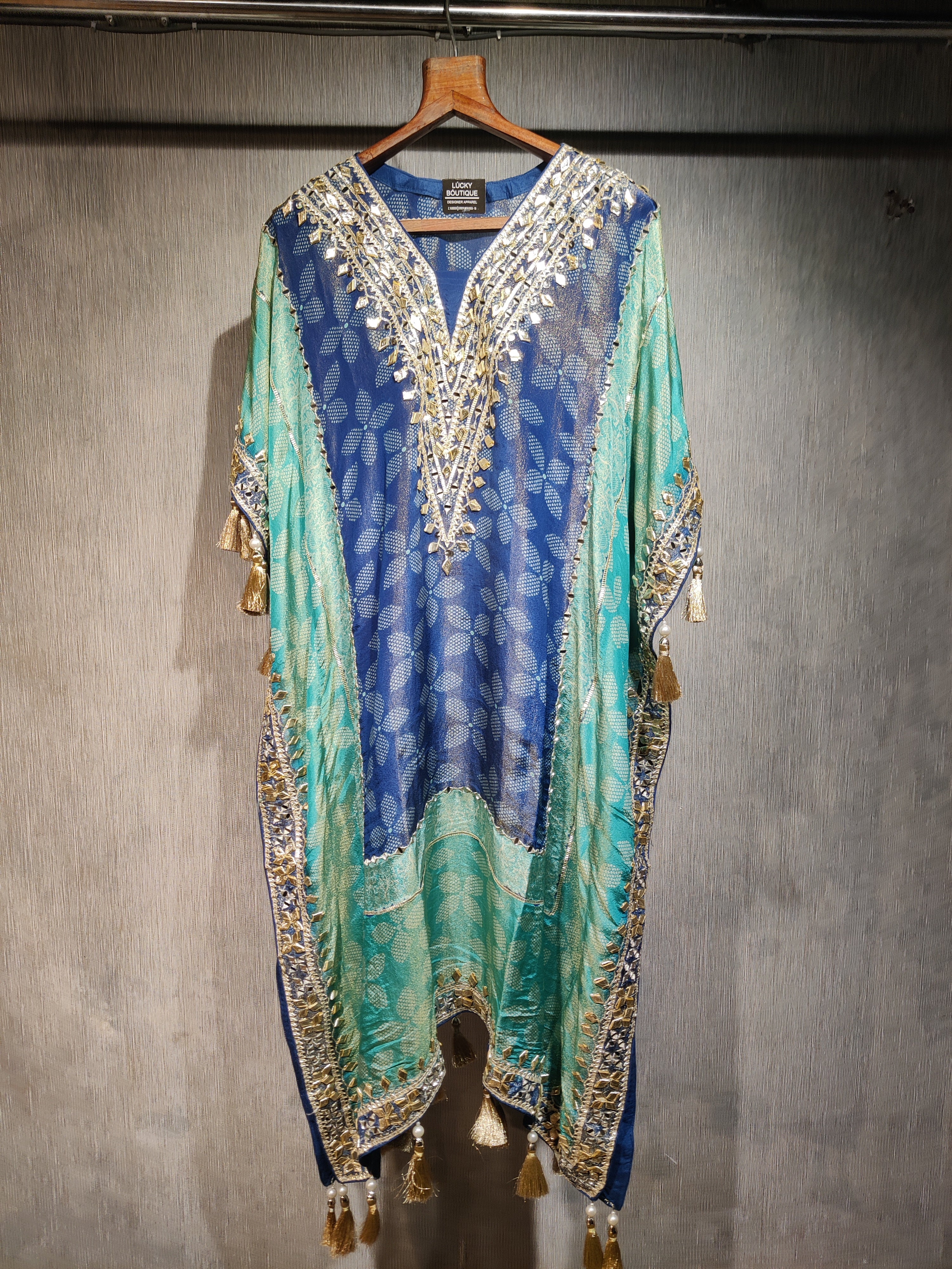 Blue Ombre Embellished Kaftan