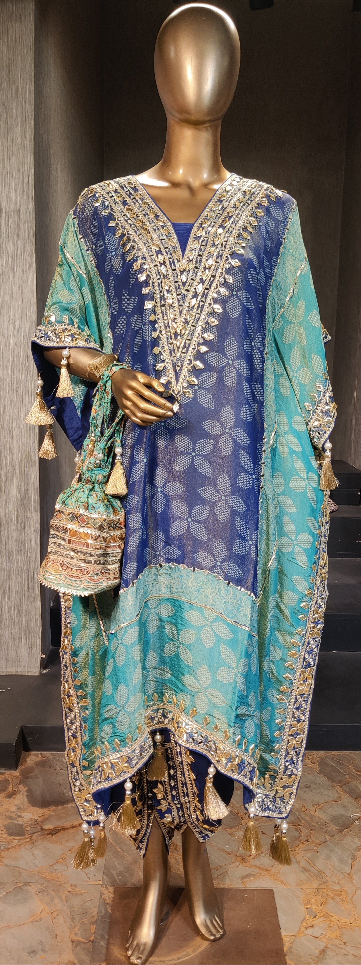Blue Ombre Embellished Kaftan