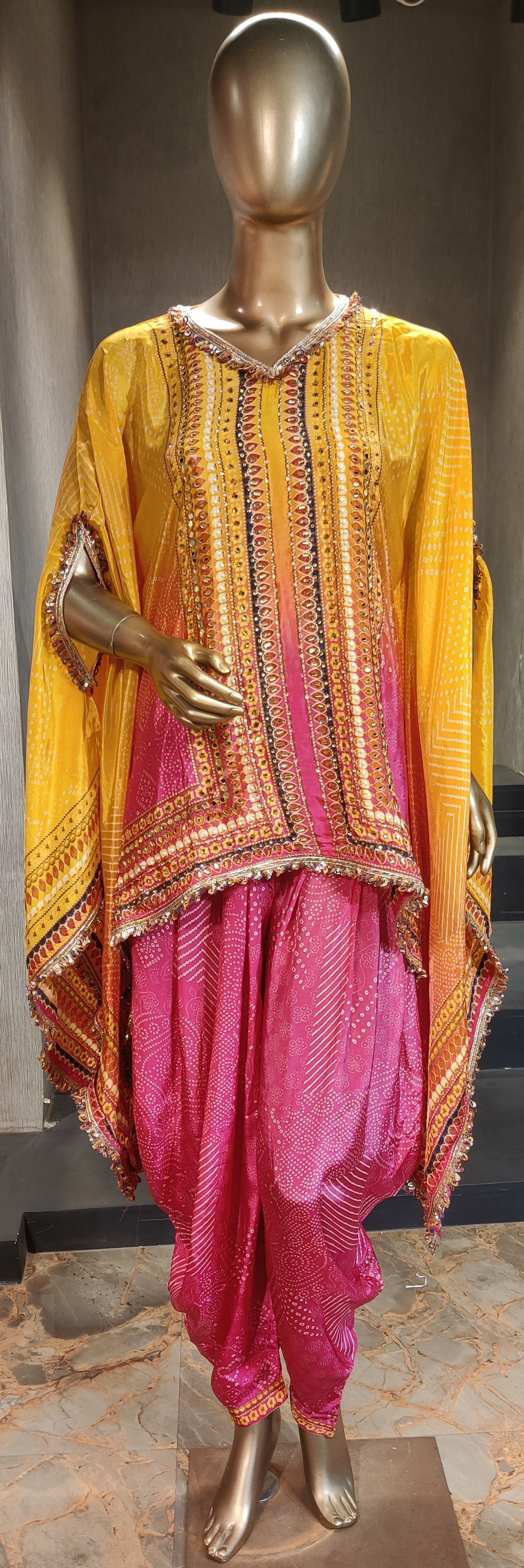 Golden Pink Gradient Kaftan