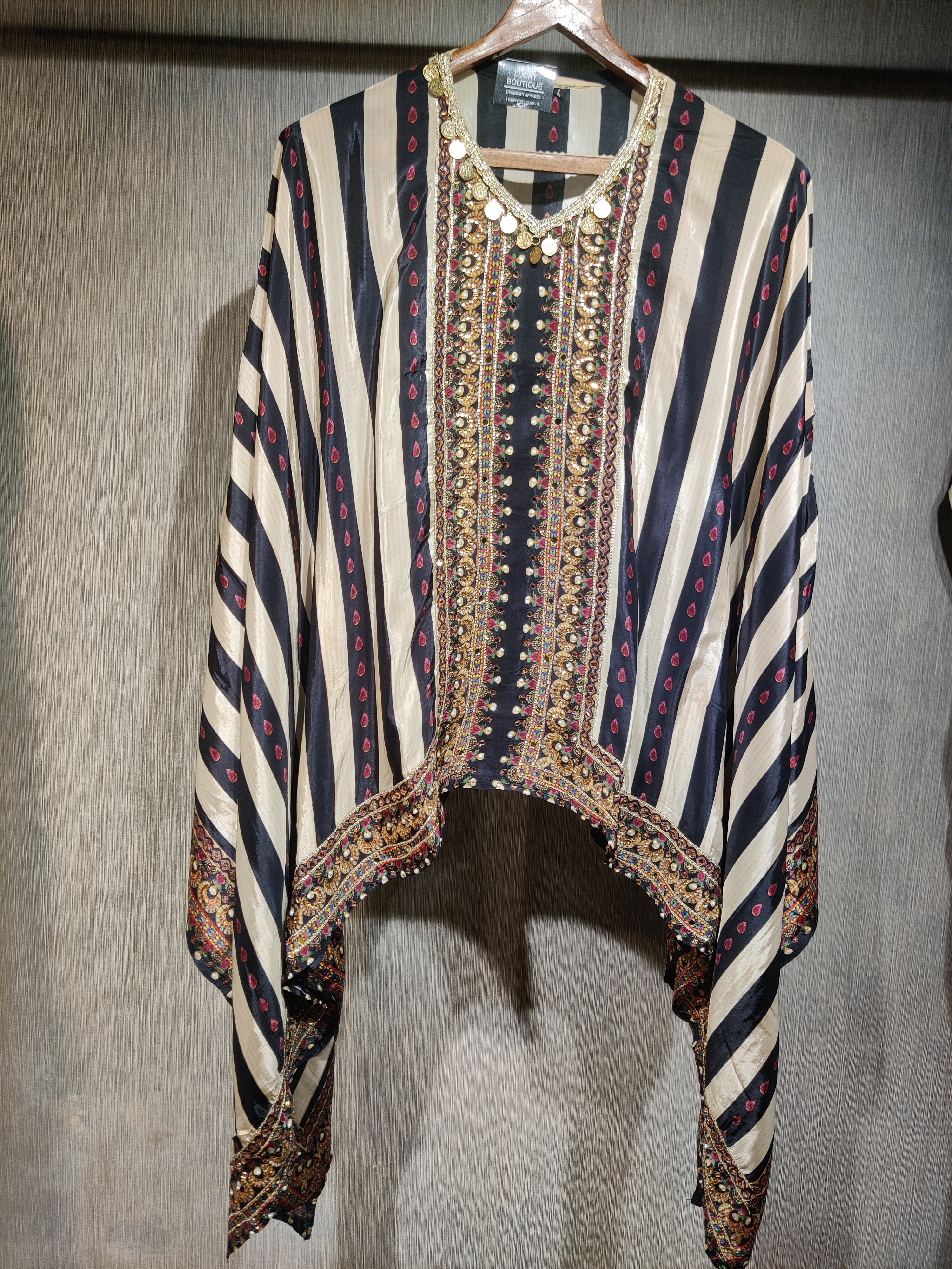 Monochrome Heritage Print Kaftan