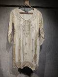 Designer Ivory Shimmer Silk Party Wear with Sequin Work