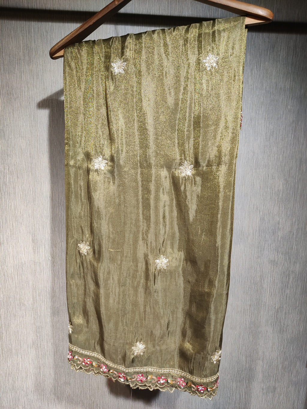 Designer Silk Suit with Glass & Beads Embellishments
