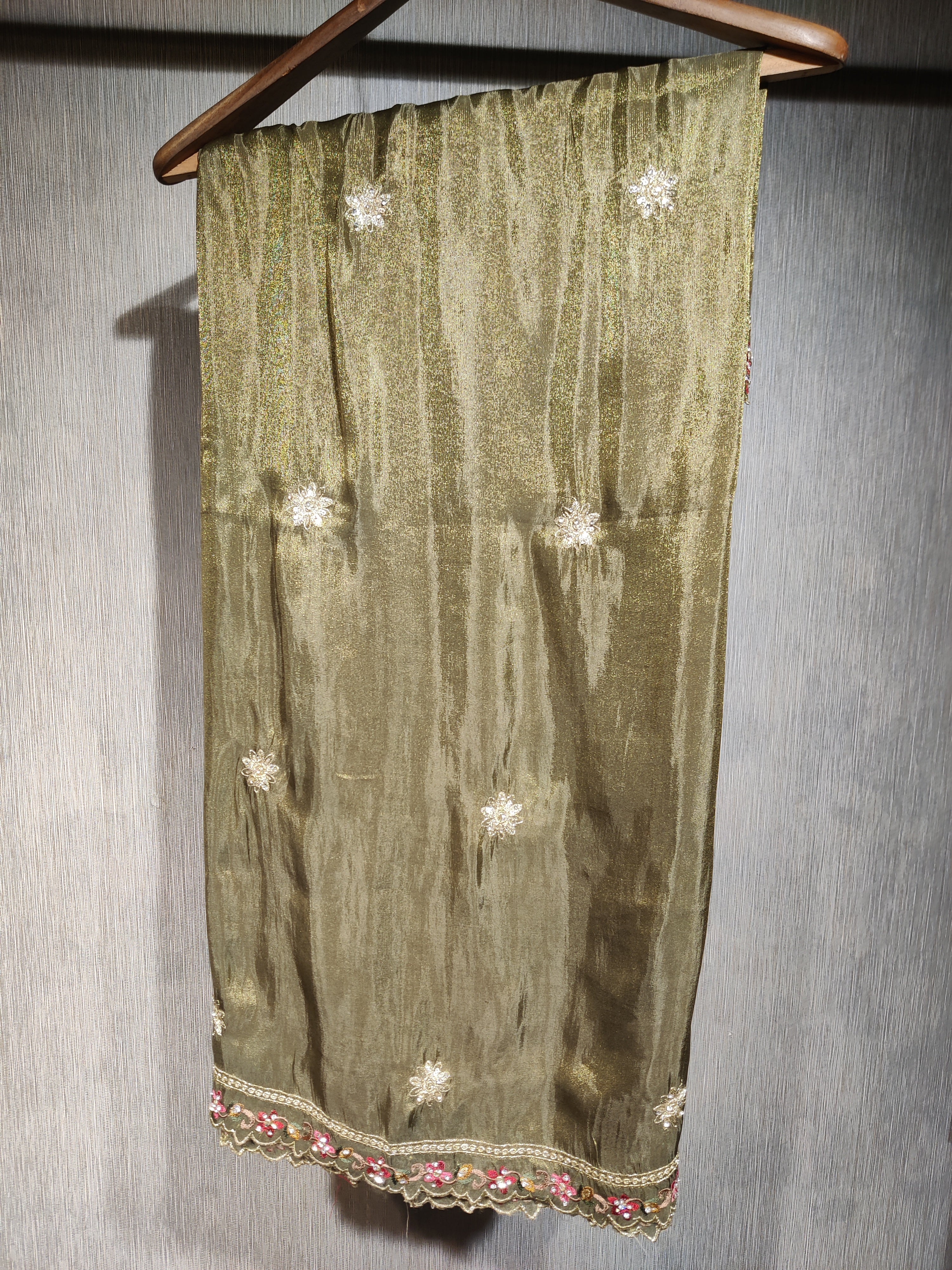 Designer Silk Suit with Glass & Beads Embellishments