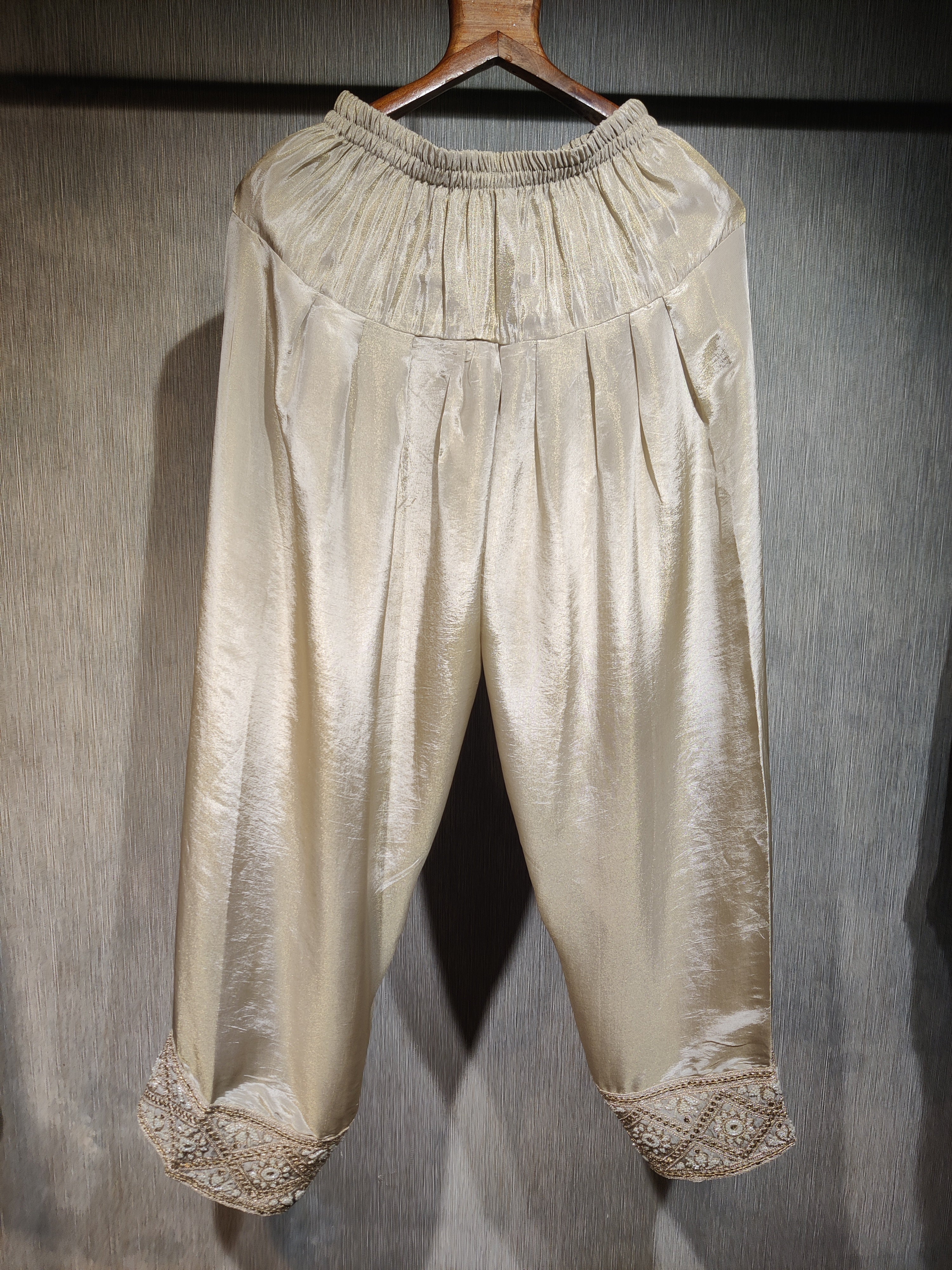 Designer Silk Suit with Glass & Beads Embellishments