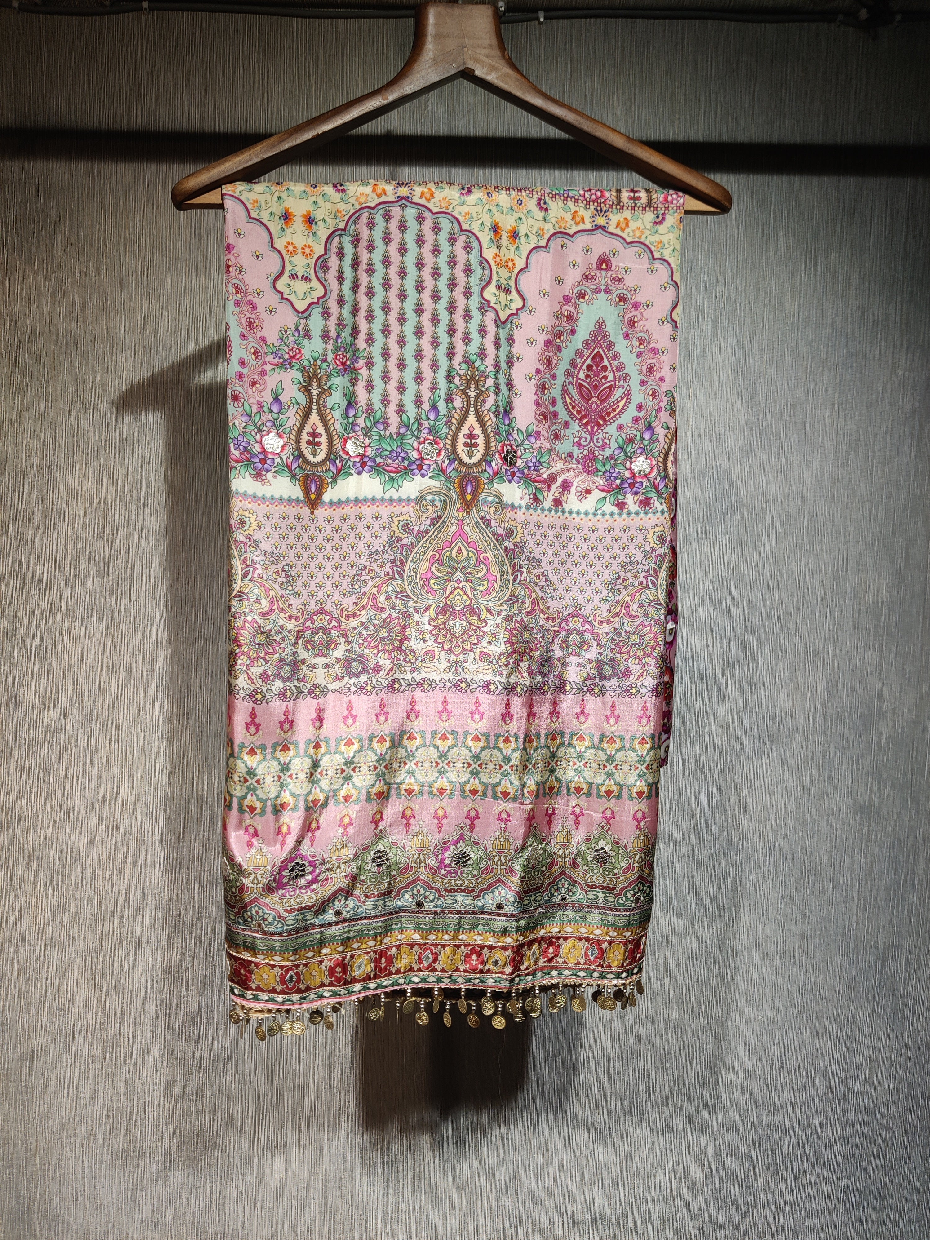 Russian Silk A-Cut Drape Dress with Persian Prints