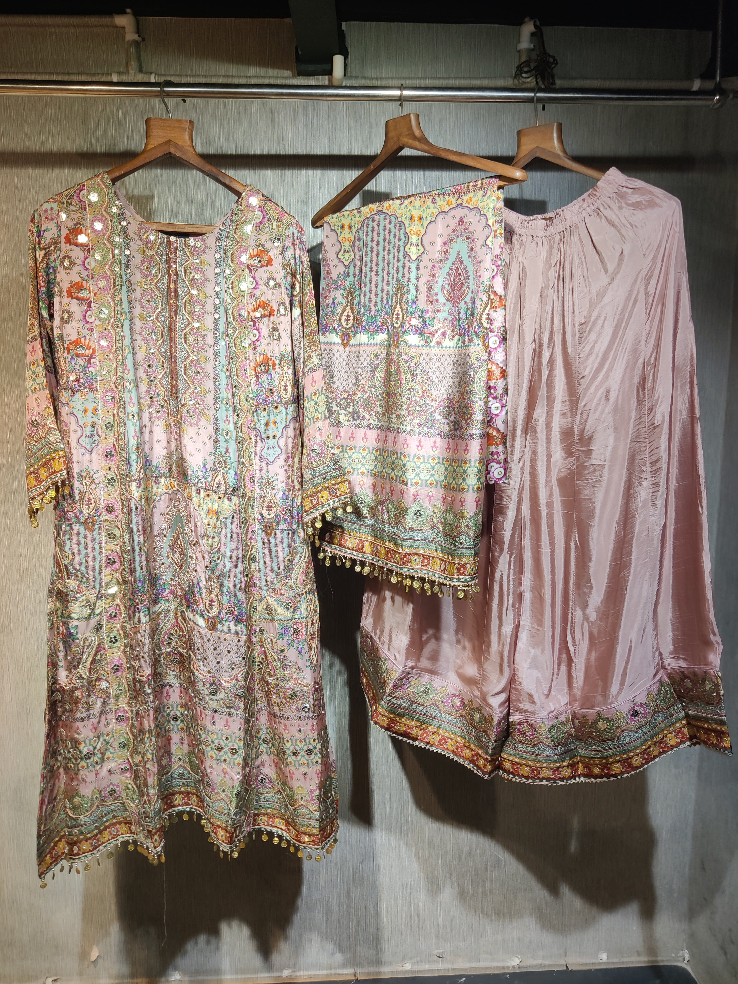 Russian Silk A-Cut Drape Dress with Persian Prints