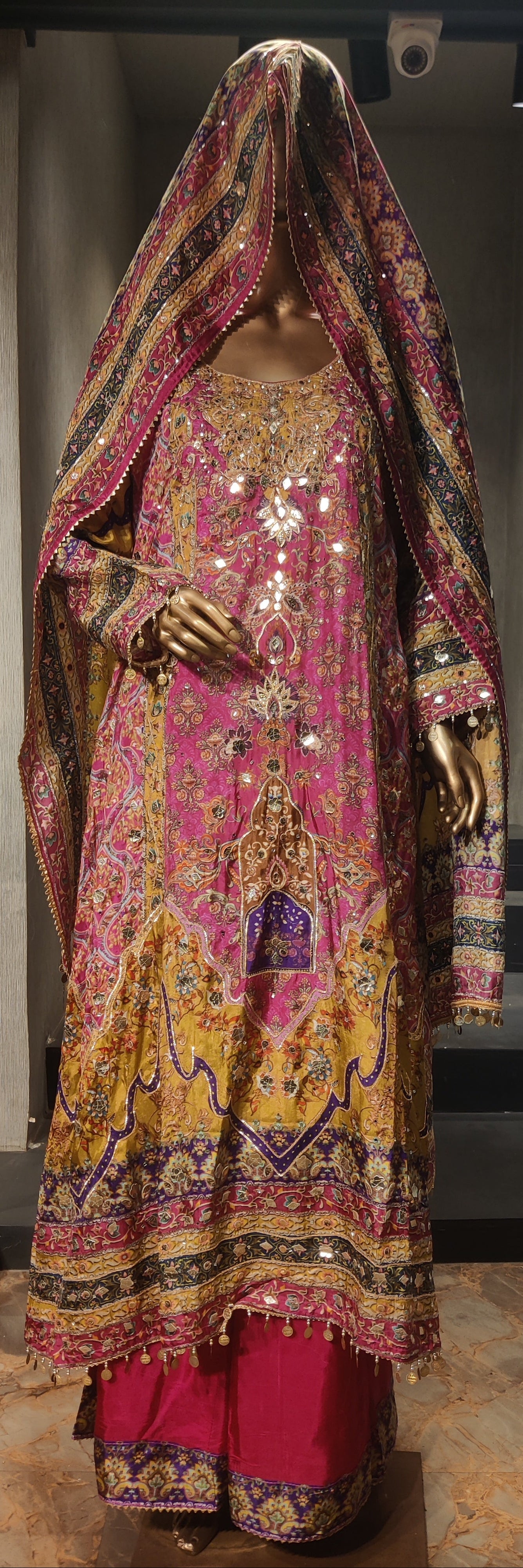 A-Line Russian Silk Dress with Persian Prints