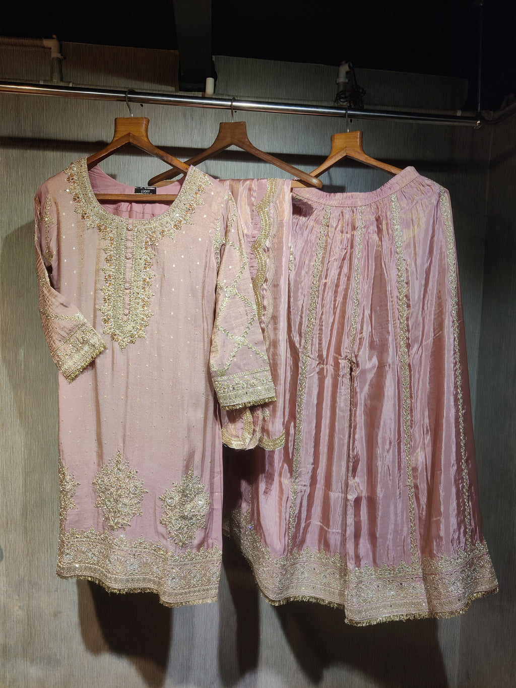 Pink Embellished Sharara set