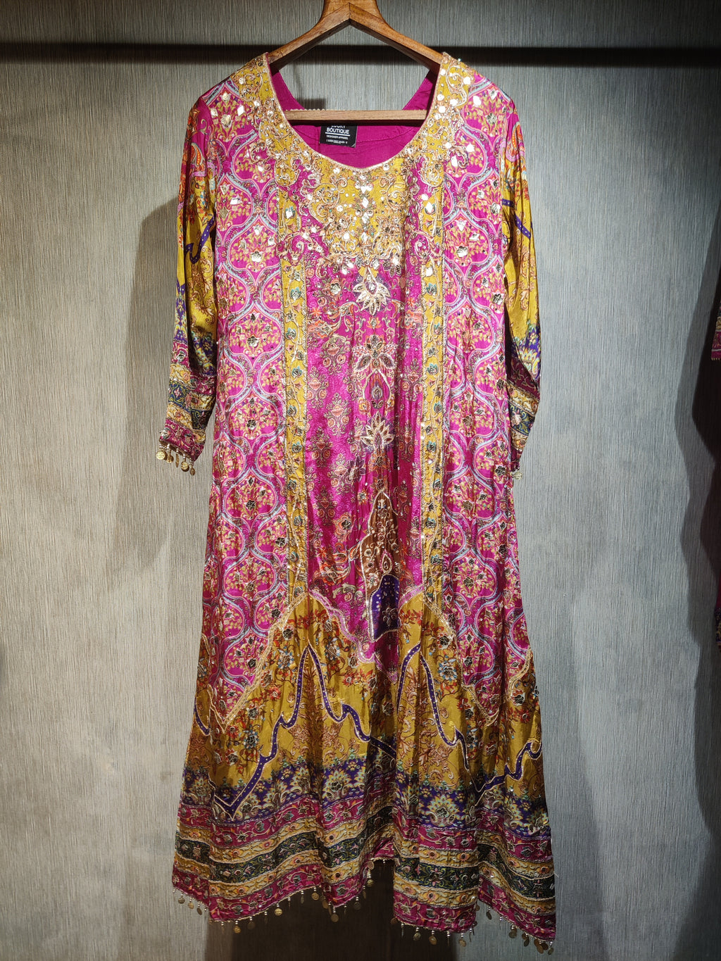 A-Line Russian Silk Dress with Persian Prints