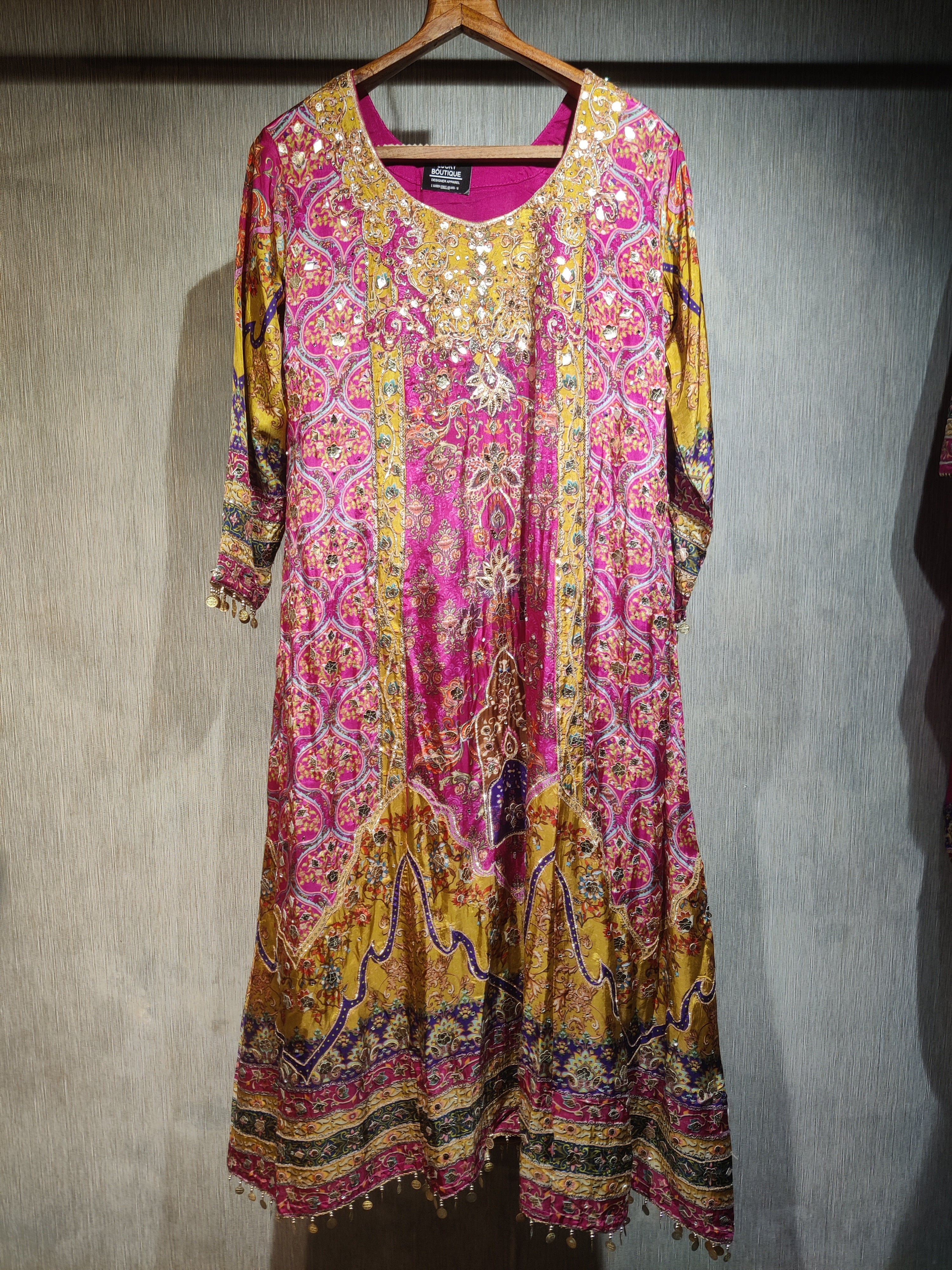 A-Line Russian Silk Dress with Persian Prints