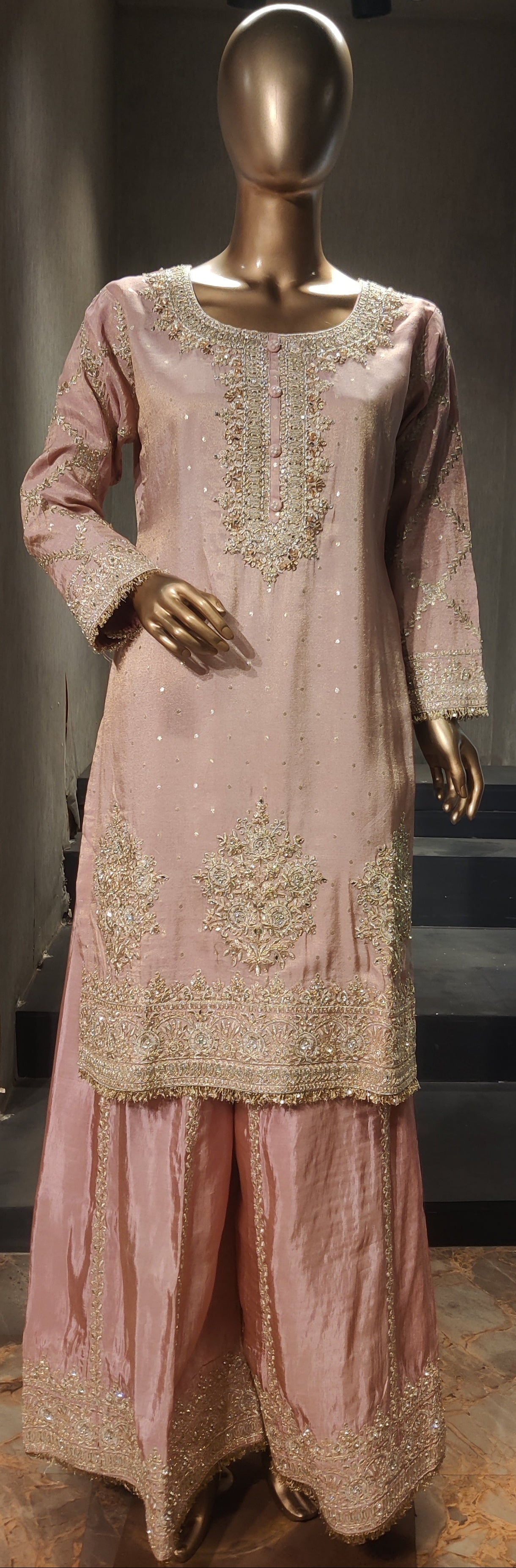 Pink Embellished Sharara set