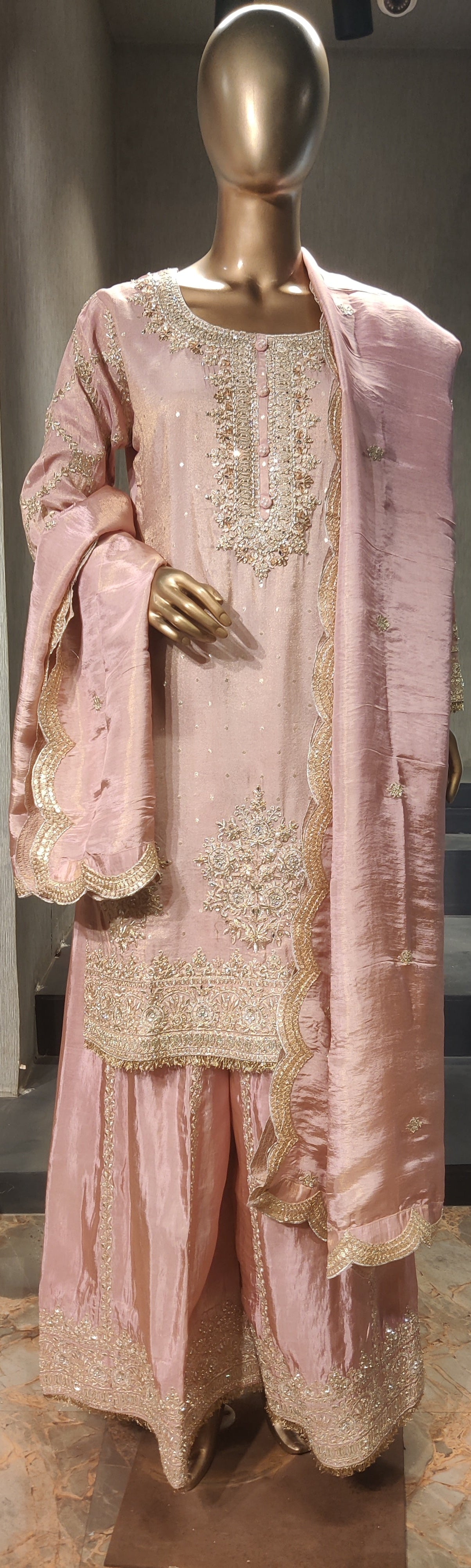 Pink Embellished Sharara set
