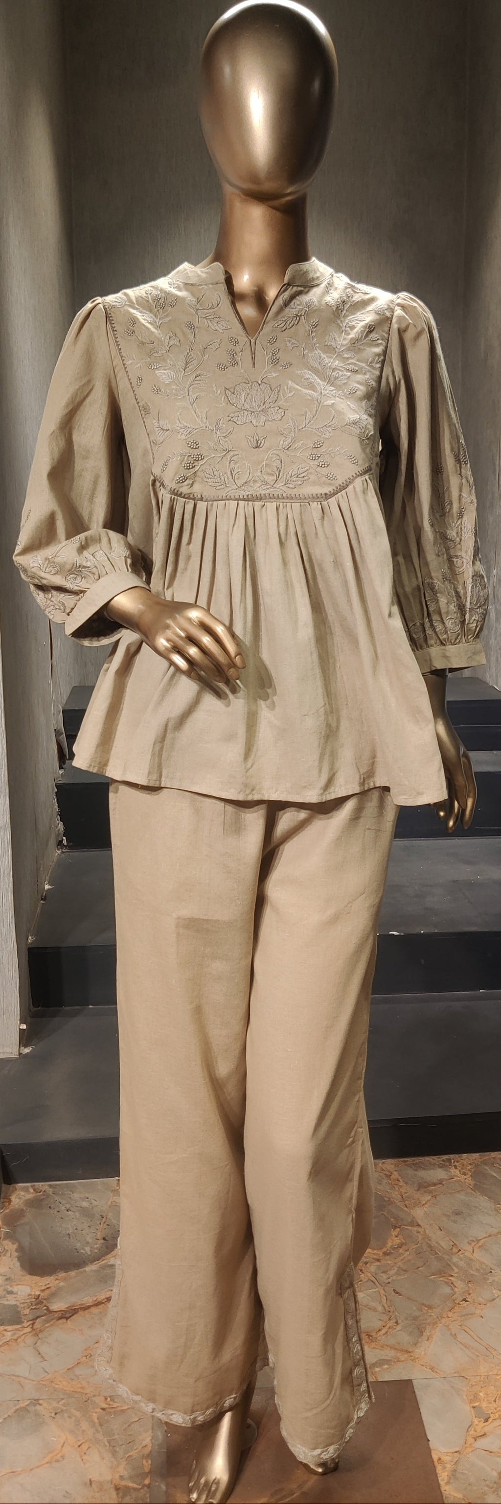 Beige Textured Co-Ord Set