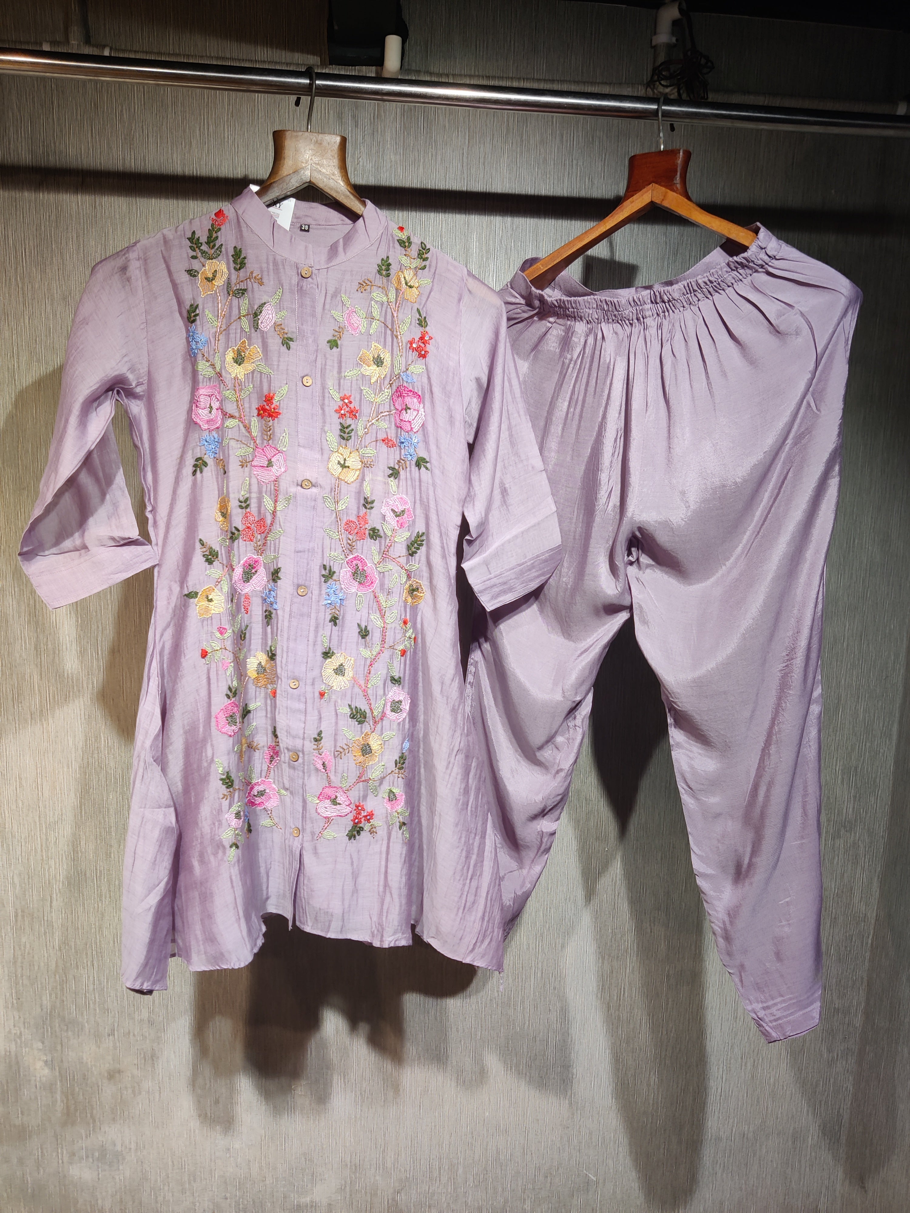 Lavender Floral Embroidered Co-Ord Set