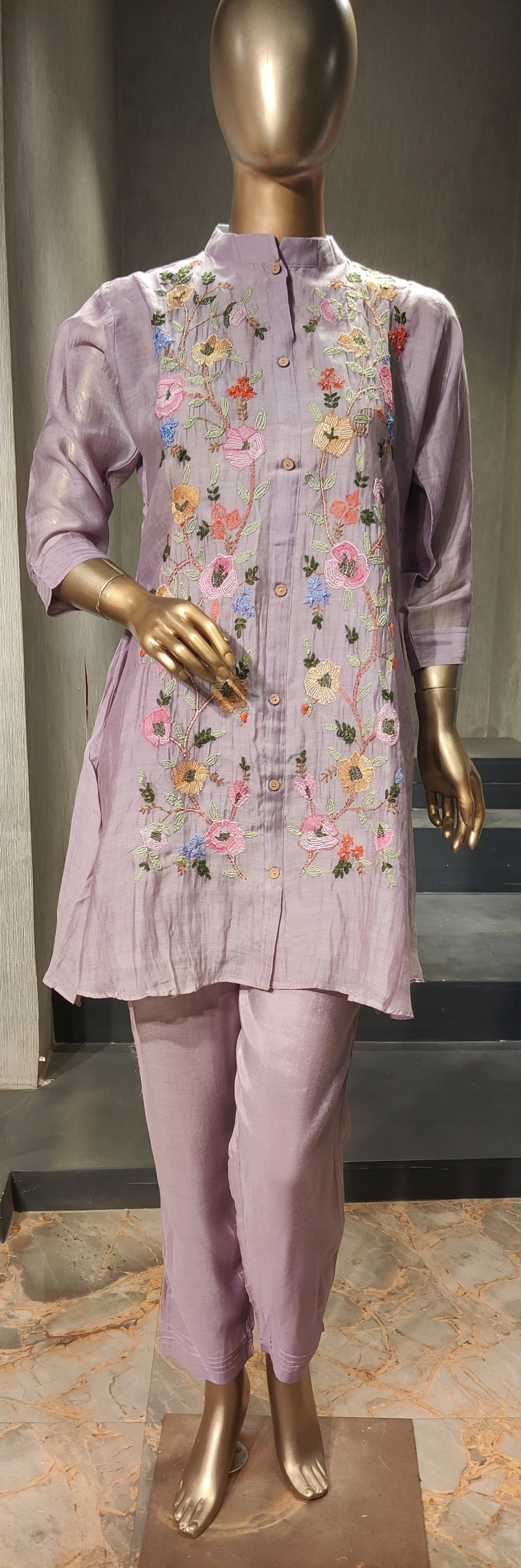 Lavender Floral Embroidered Co-Ord Set