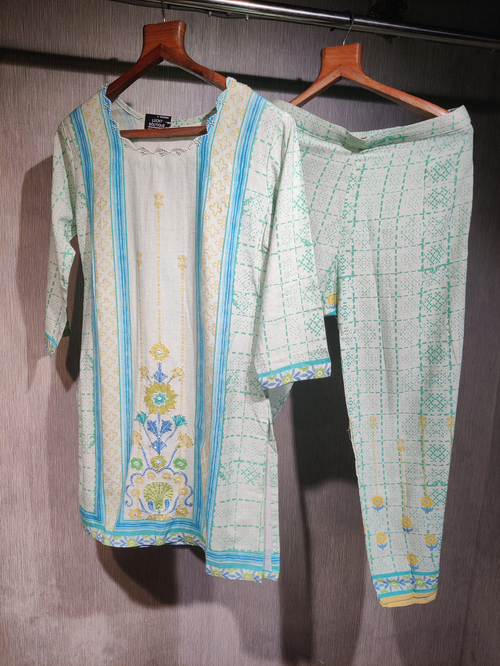 Aqua Heritage Motif Co-Ord Set