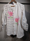 Floral Embroidered Mixed pattern button down Co-Ord  Set