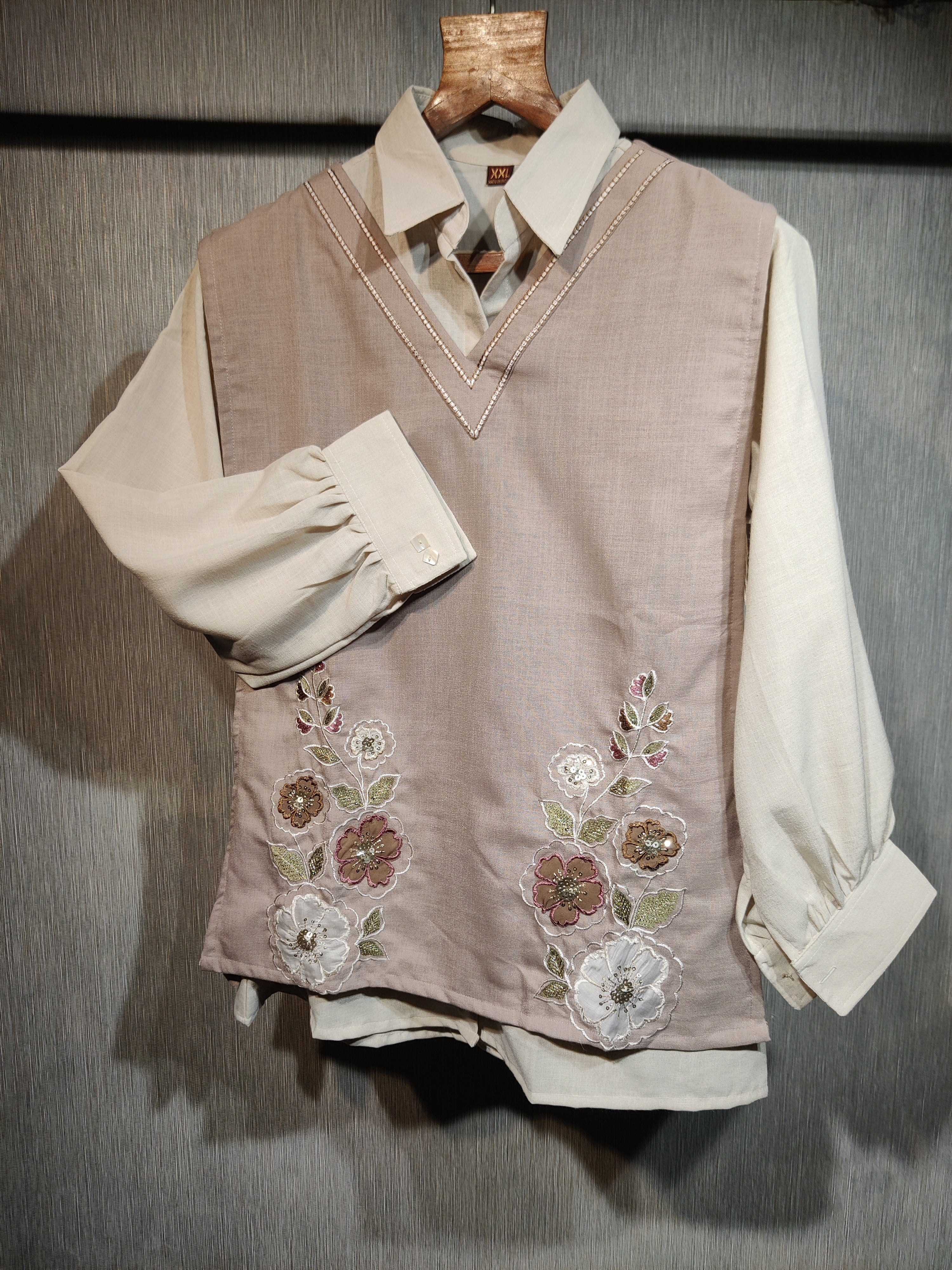 Elegant floral Embroidered Vest Co-Ord  Set
