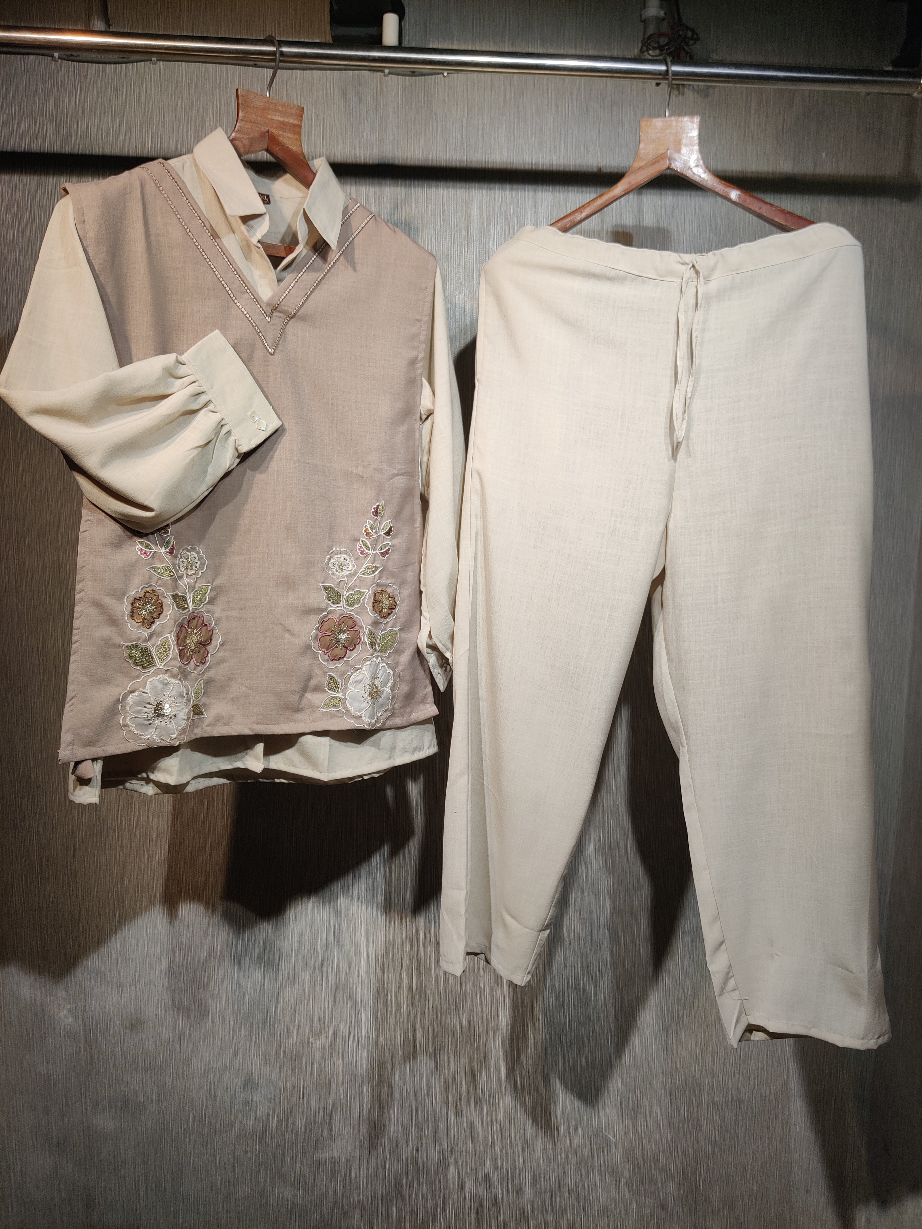 Elegant floral Embroidered Vest Co-Ord  Set