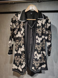 Premium Black Cotton Embroidered Jacket Style Co-ord Set