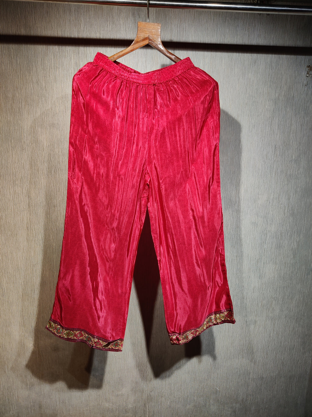 Fiesta Rust Italian Crepe Silk Co-ord Set with Heritage Paisley Print and Delicate Hand Work