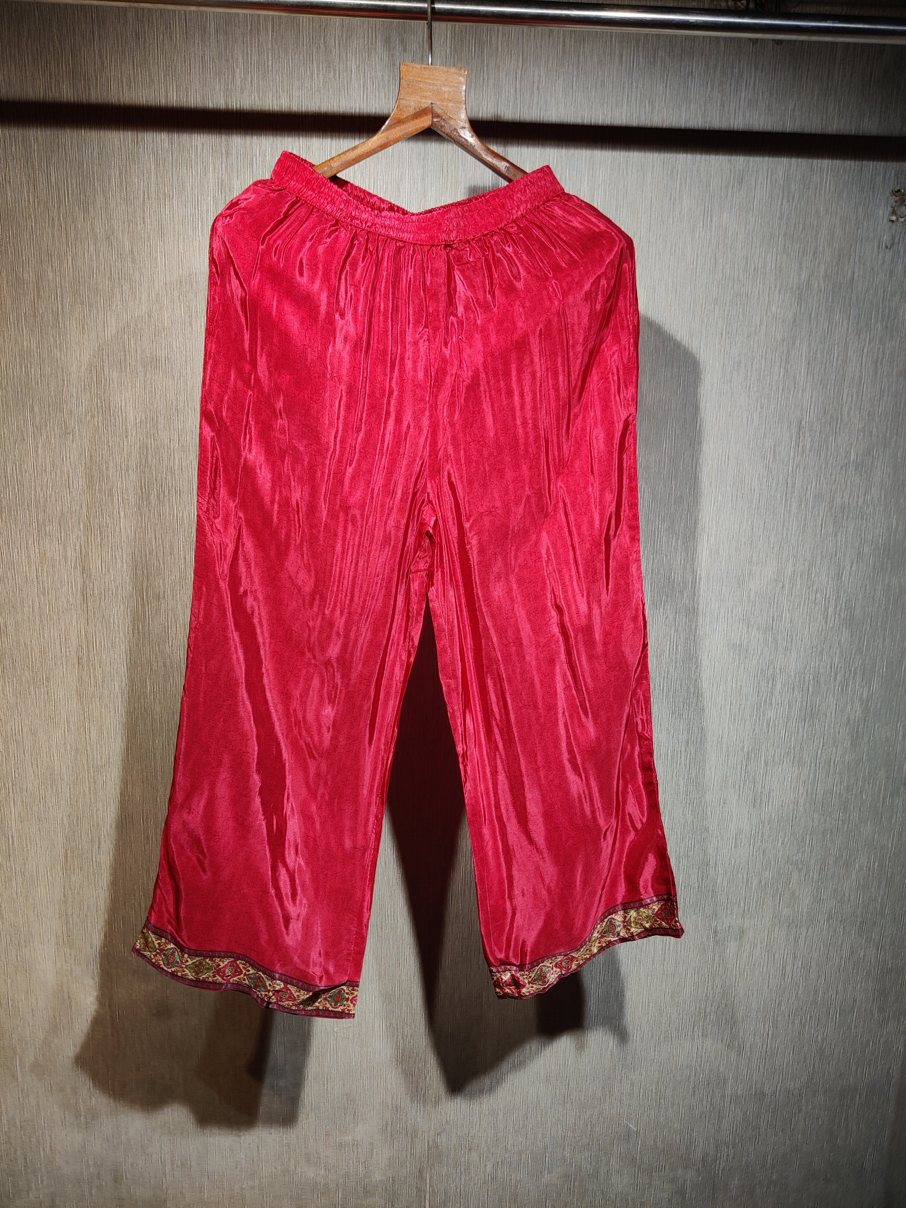 Fiesta Rust Italian Crepe Silk Co-ord Set with Heritage Paisley Print and Delicate Hand Work