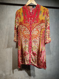 Fiesta Rust Italian Crepe Silk Co-ord Set with Heritage Paisley Print and Delicate Hand Work