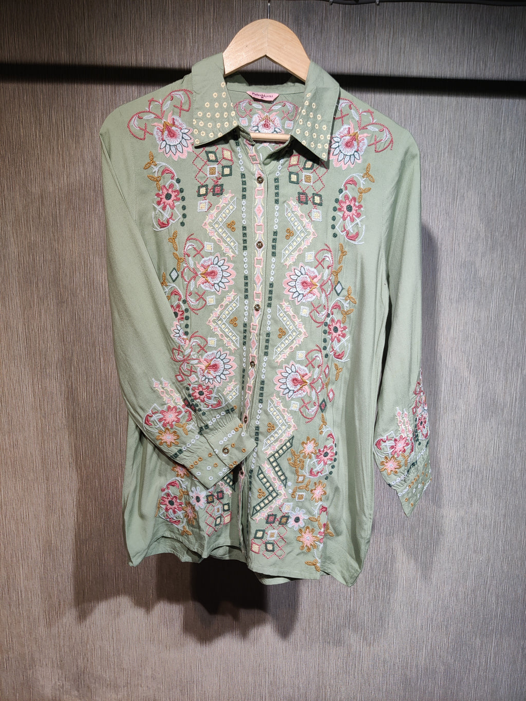 Sage Pastels Premium Cotton Co-ord Set with Exquisite Hand Work and Thread Embroidery All Over