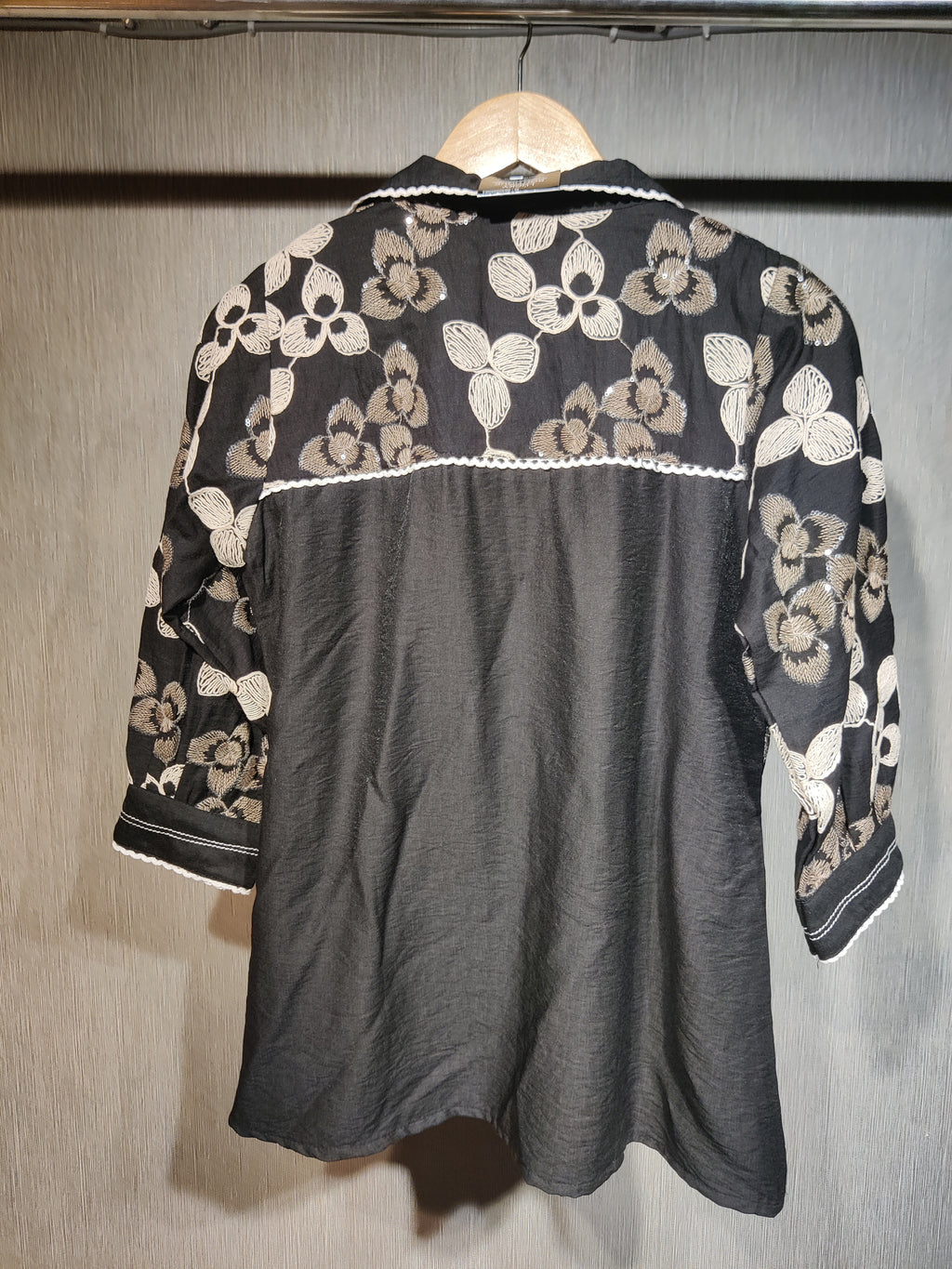 Premium Black Cotton Embroidered Jacket Style Co-ord Set