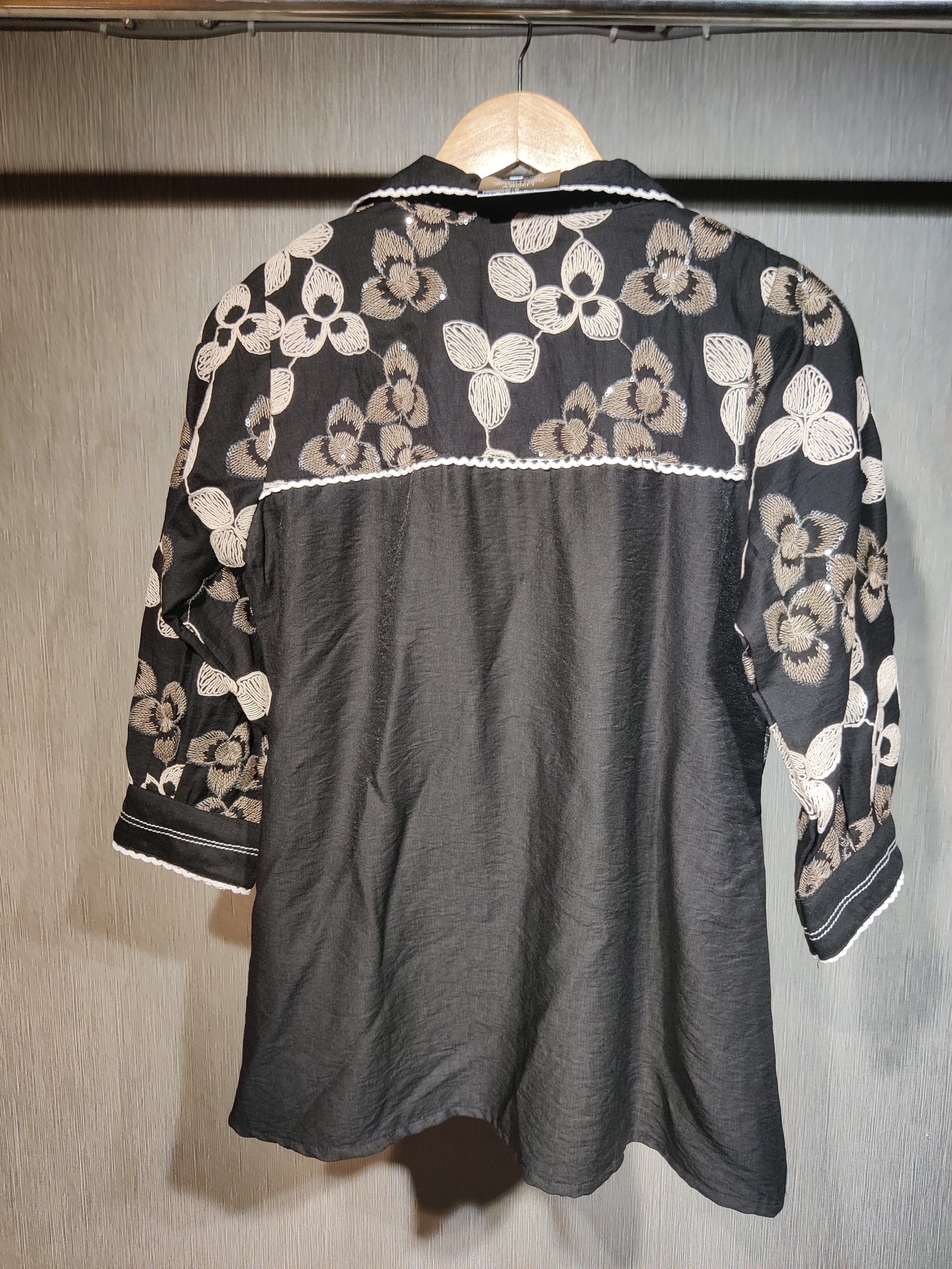 Premium Black Cotton Embroidered Jacket Style Co-ord Set