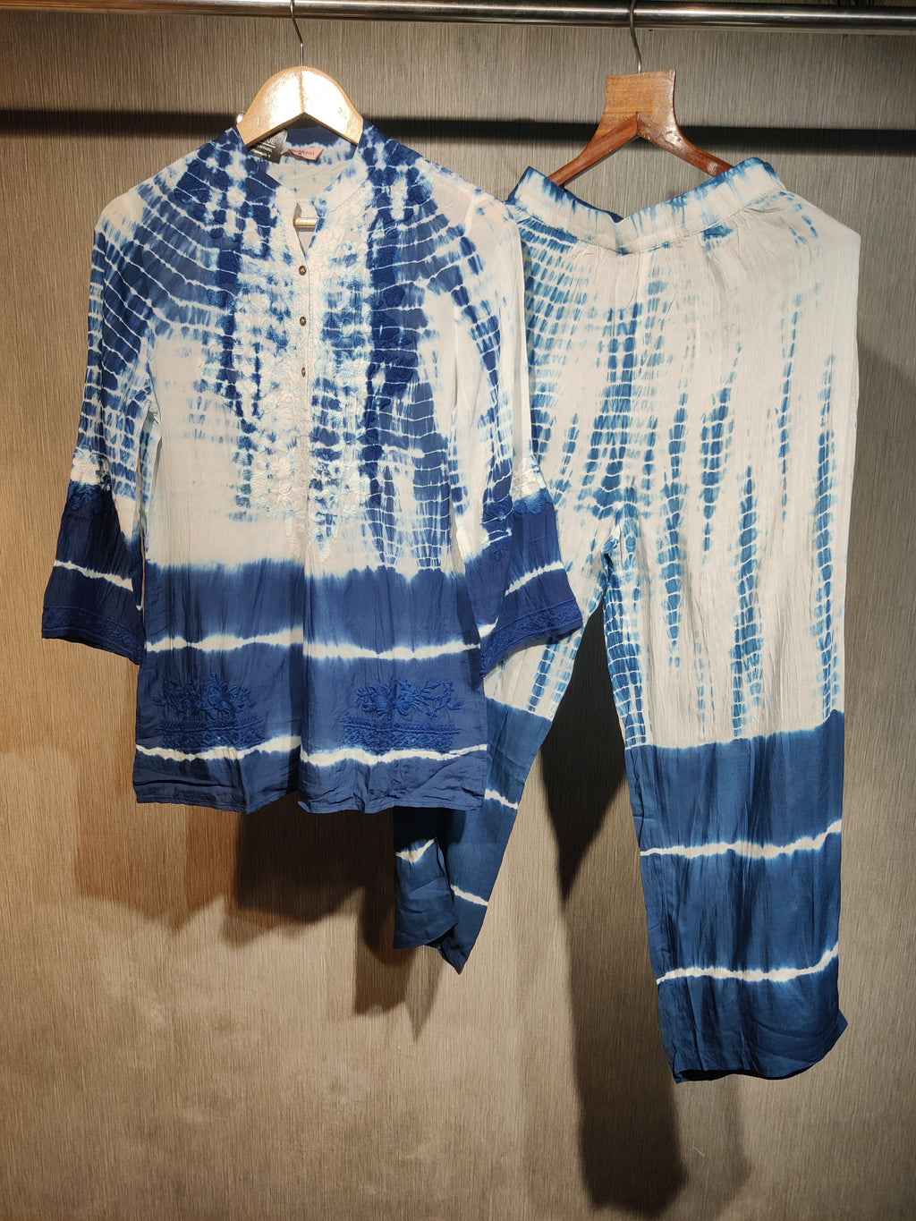 Sun-Drenched Yellow Shibori  Co-ord Set with Lucknowi Chikankari Work