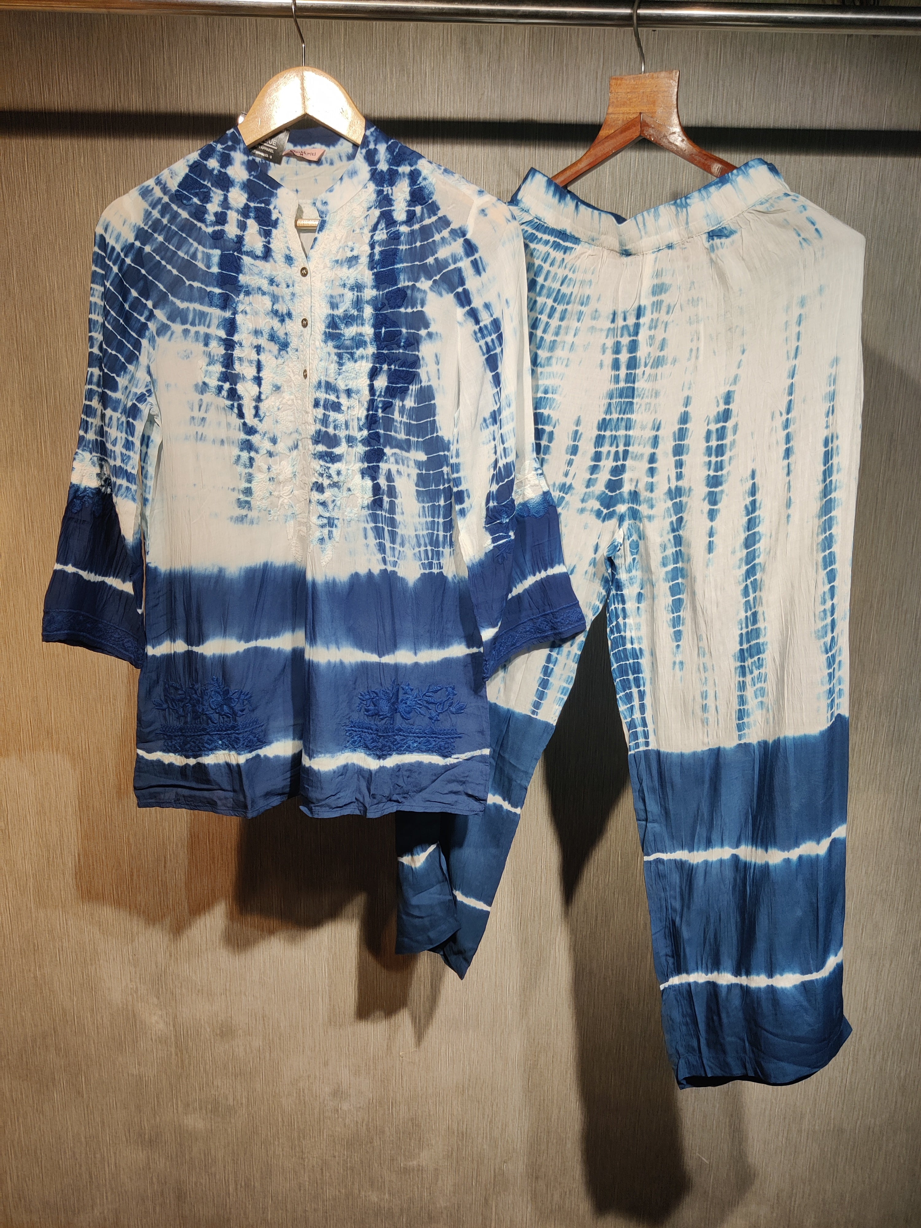 Sun-Drenched Yellow Shibori  Co-ord Set with Lucknowi Chikankari Work