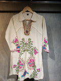 Ivory Pure Cotton Printed Co-ord Set with Cut Work and Beads Work