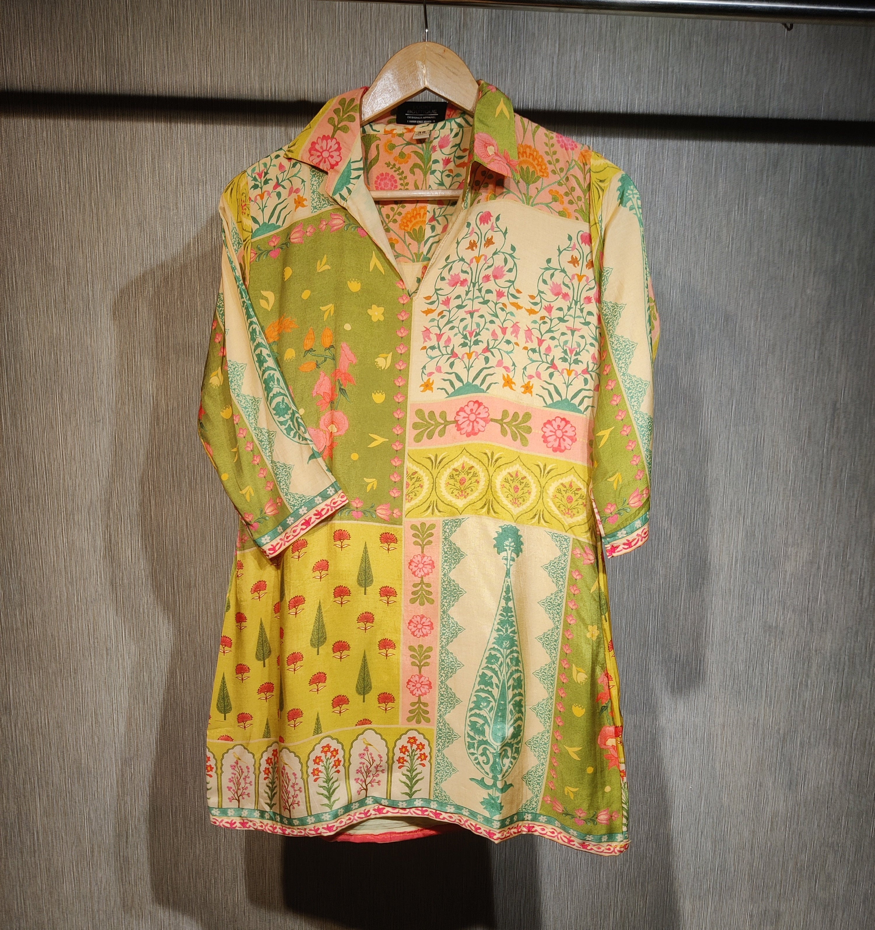 Sunshine Yellow Floral Print Pure Cotton Tunic & Wide-Leg Trousers Co-Ord Set