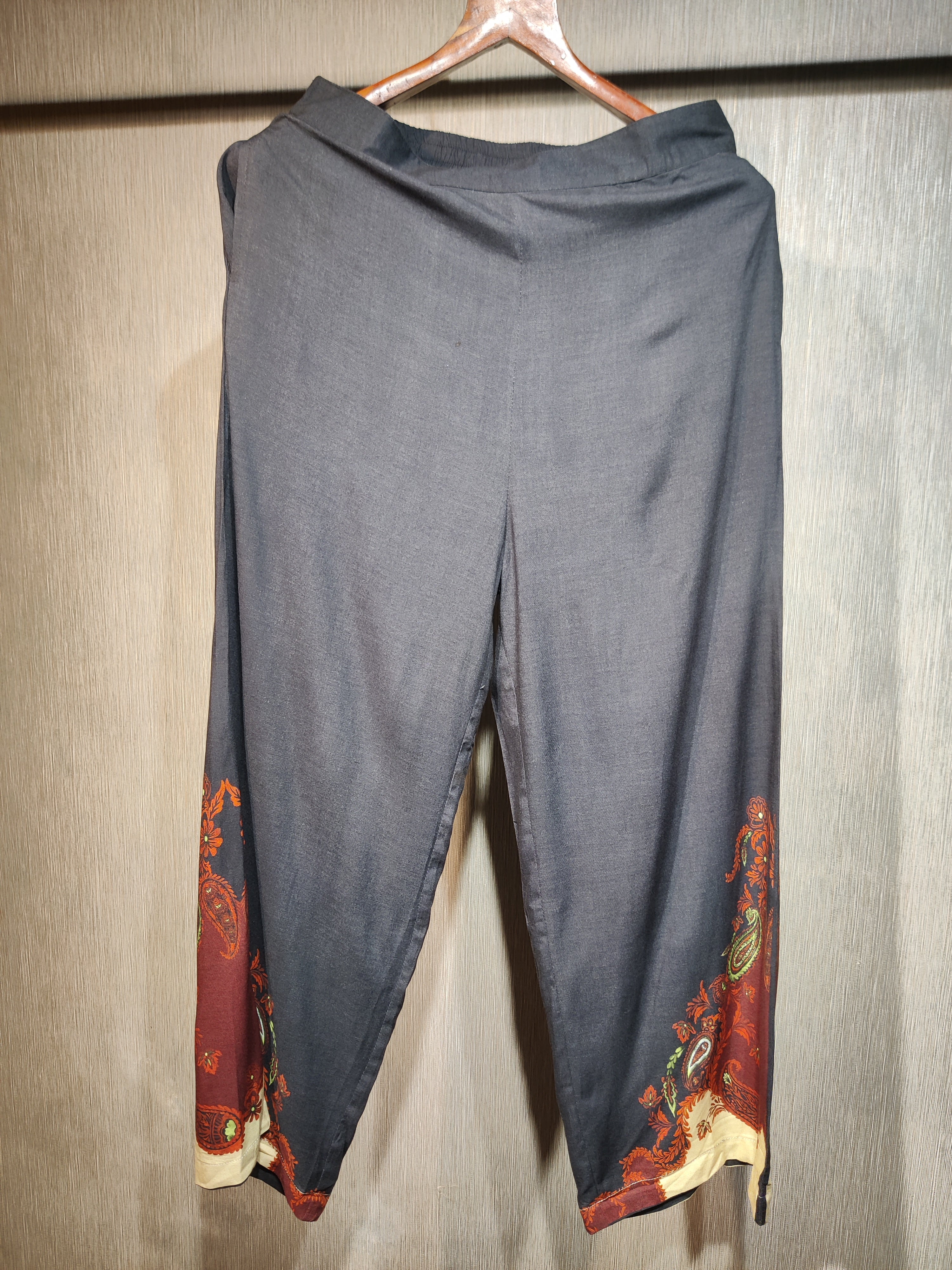 Handcrafted Paisley Cotton Co-Ord Set in Charcoal & Terracotta