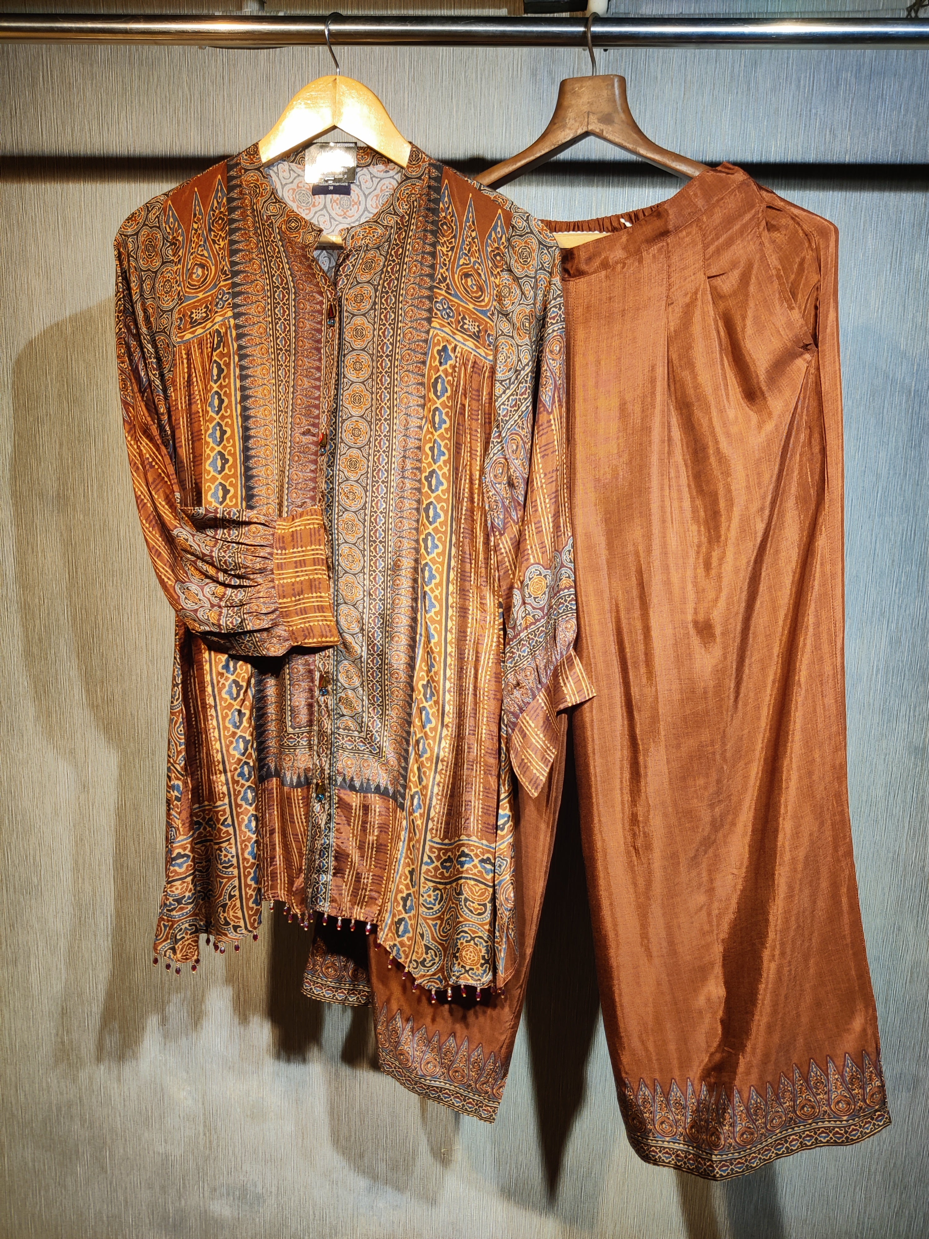 Copper & Rust Ethnic Motif Tunic Co-Ord Set