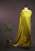Olive Green Bandhani Print Cotton Suit with Delicate Thread Embroidery