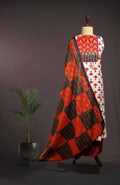 Handcrafted Ikkat Print Soft Cotton Suit Set with Festive Kundan Work & Contrast Dupatta