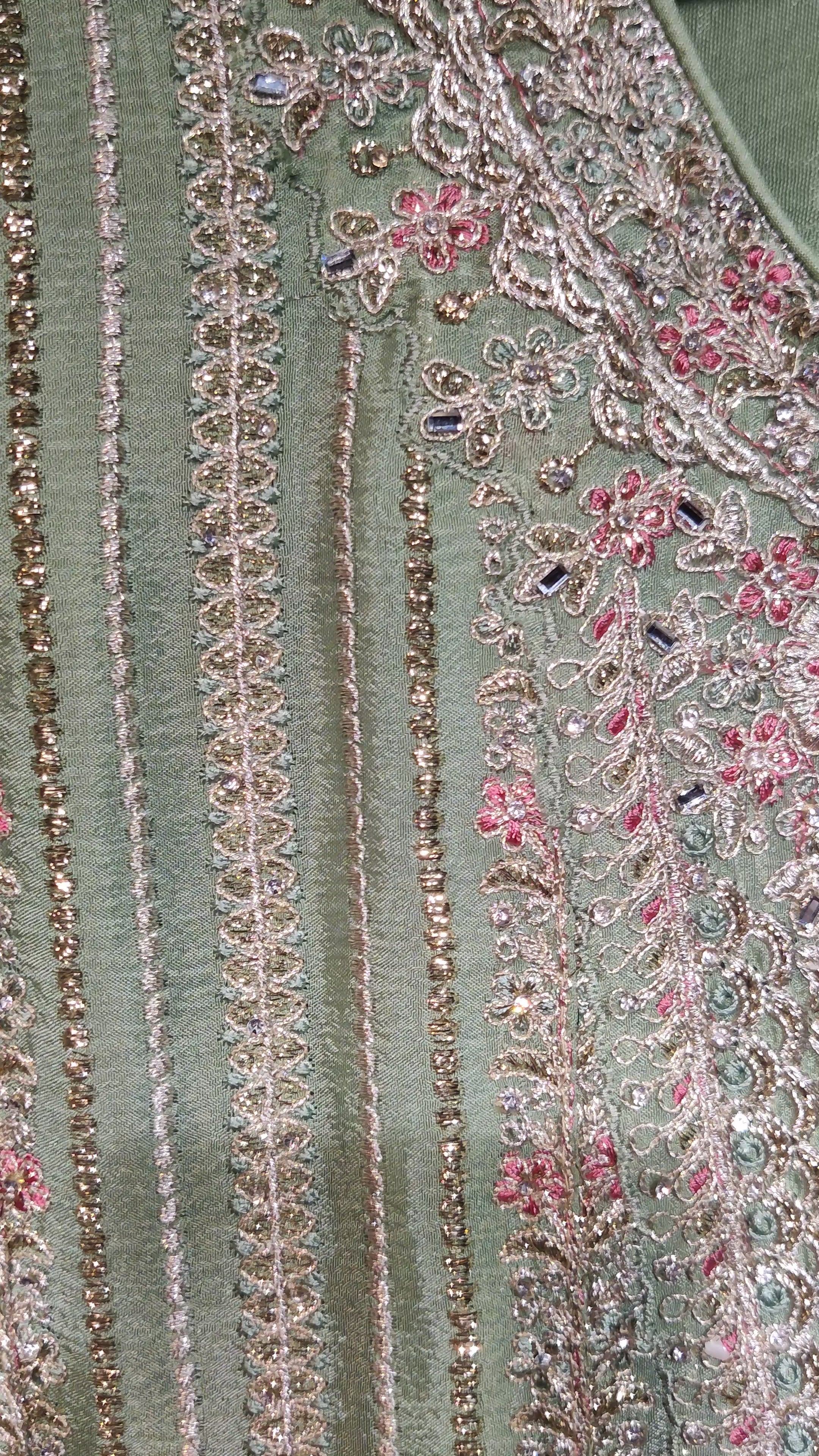 Crepe Set with Mural Embroidery & Stone Work