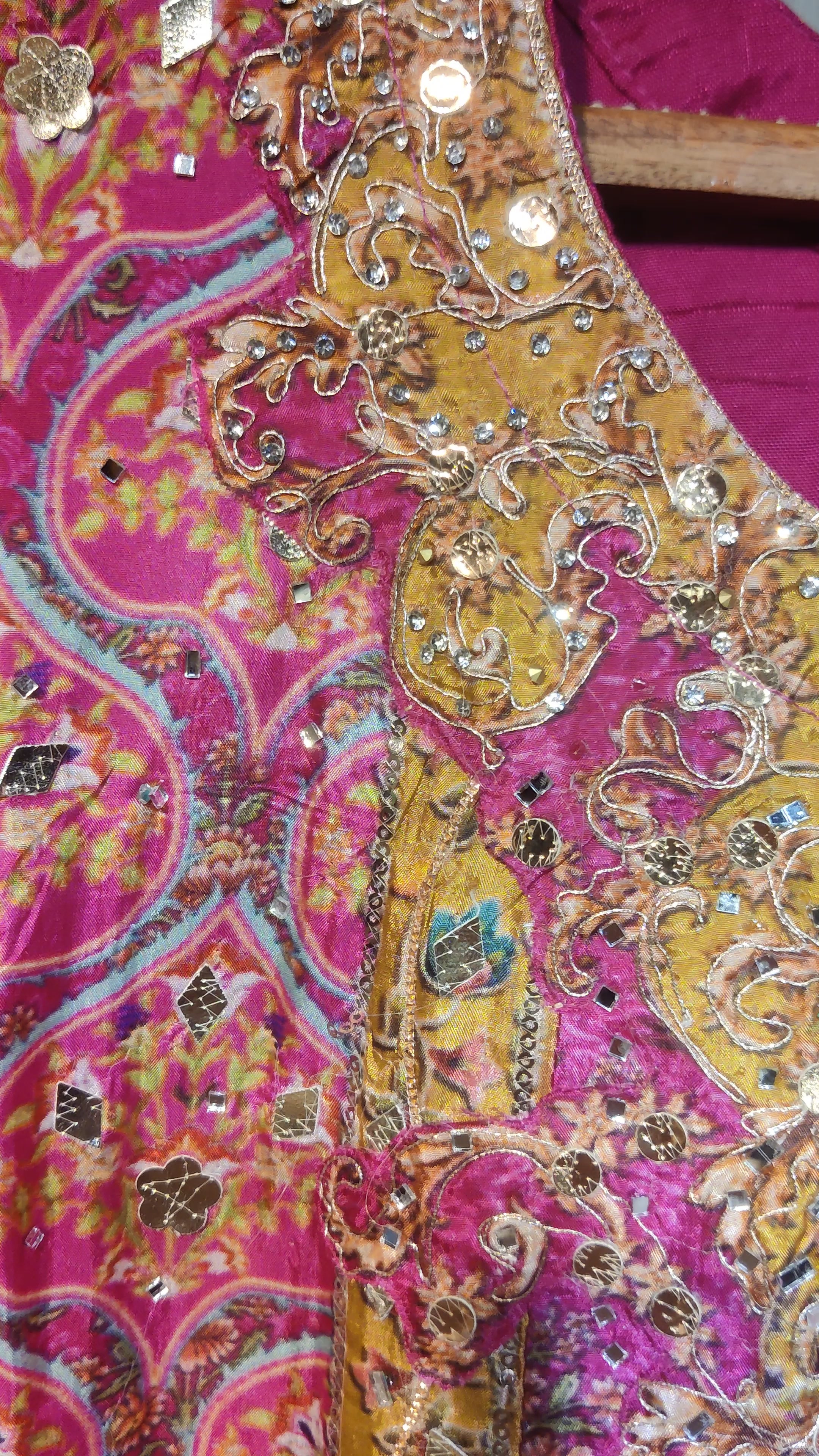 A-Line Russian Silk Dress with Persian Prints