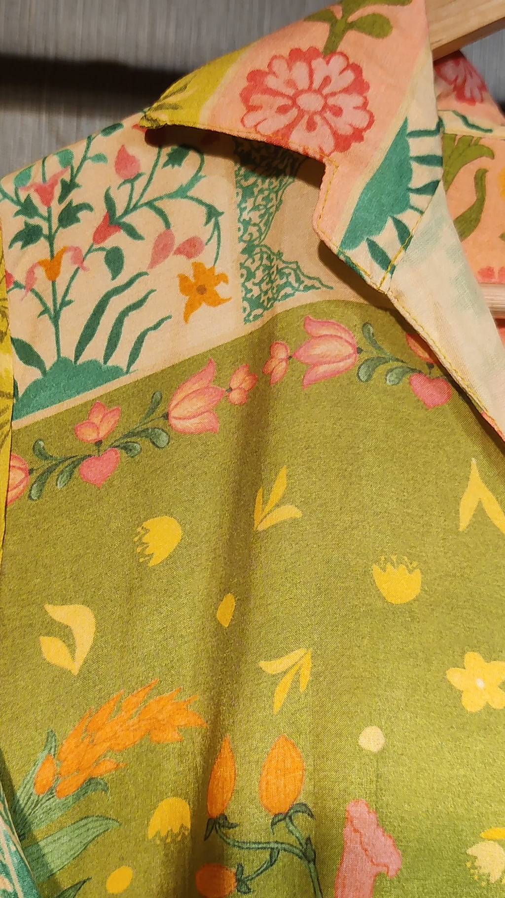 Sunshine Yellow Floral Print Pure Cotton Tunic & Wide-Leg Trousers Co-Ord Set