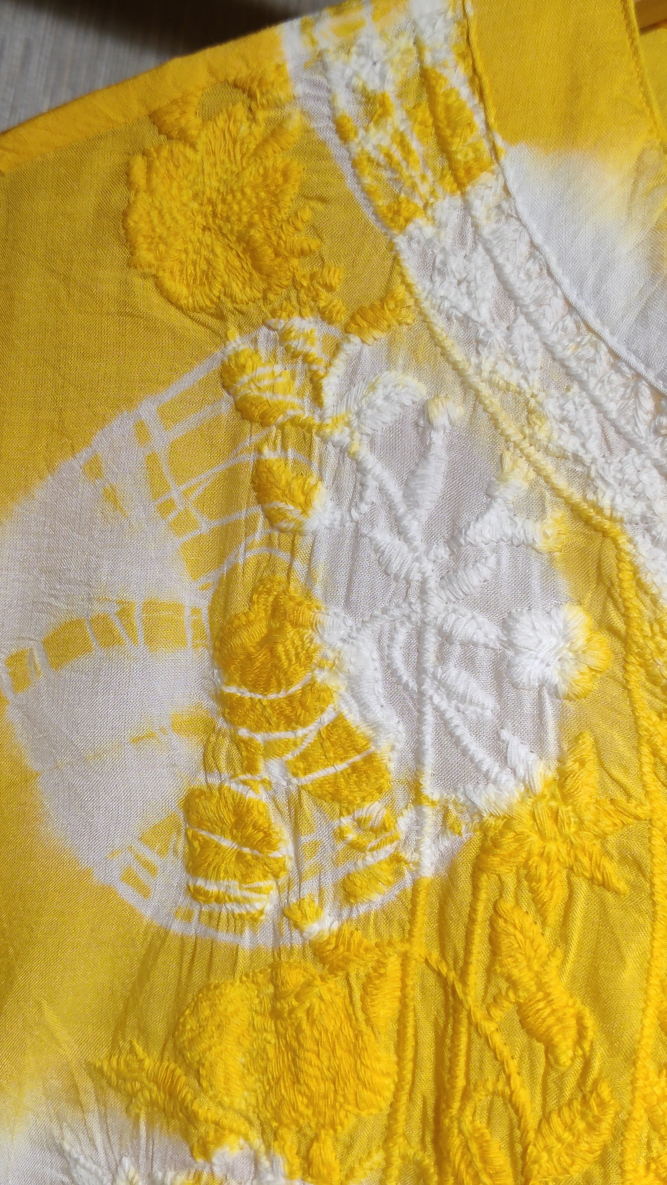 Sun-Drenched Yellow Shibori  Co-ord Set with Lucknowi Chikankari Work