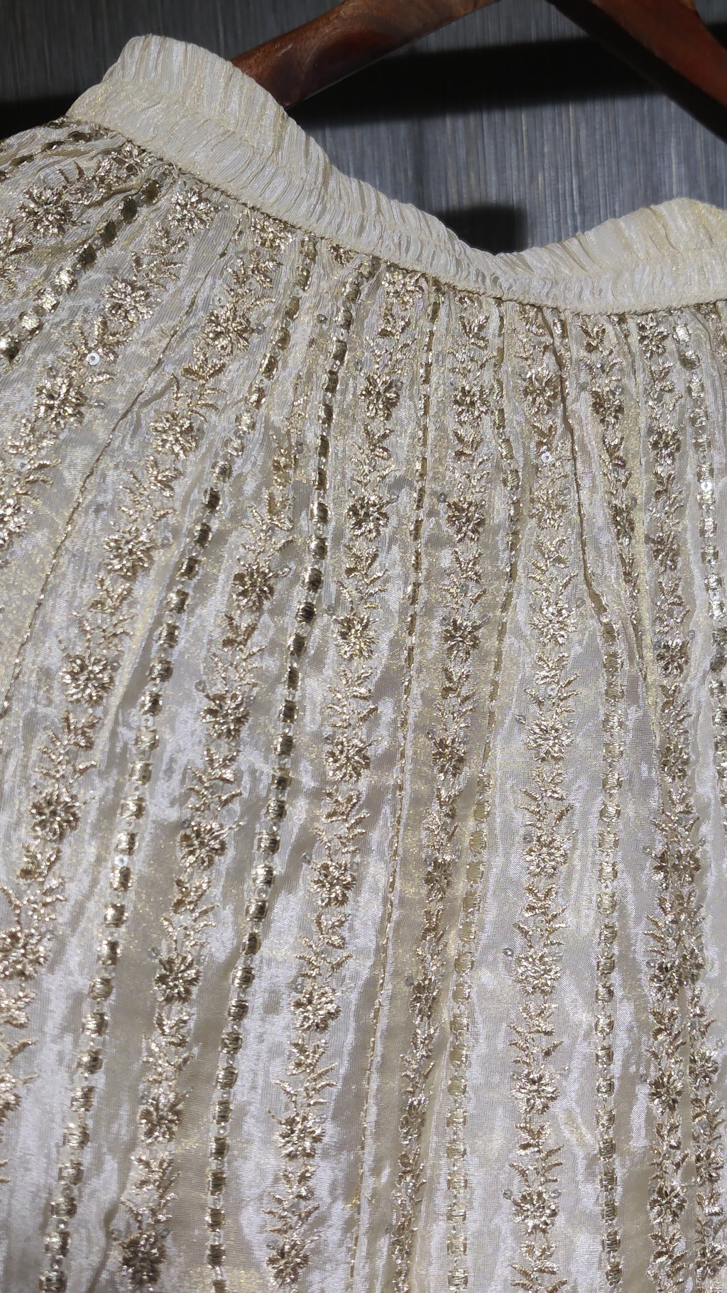 Designer Ivory Shimmer Silk Party Wear with Sequin Work
