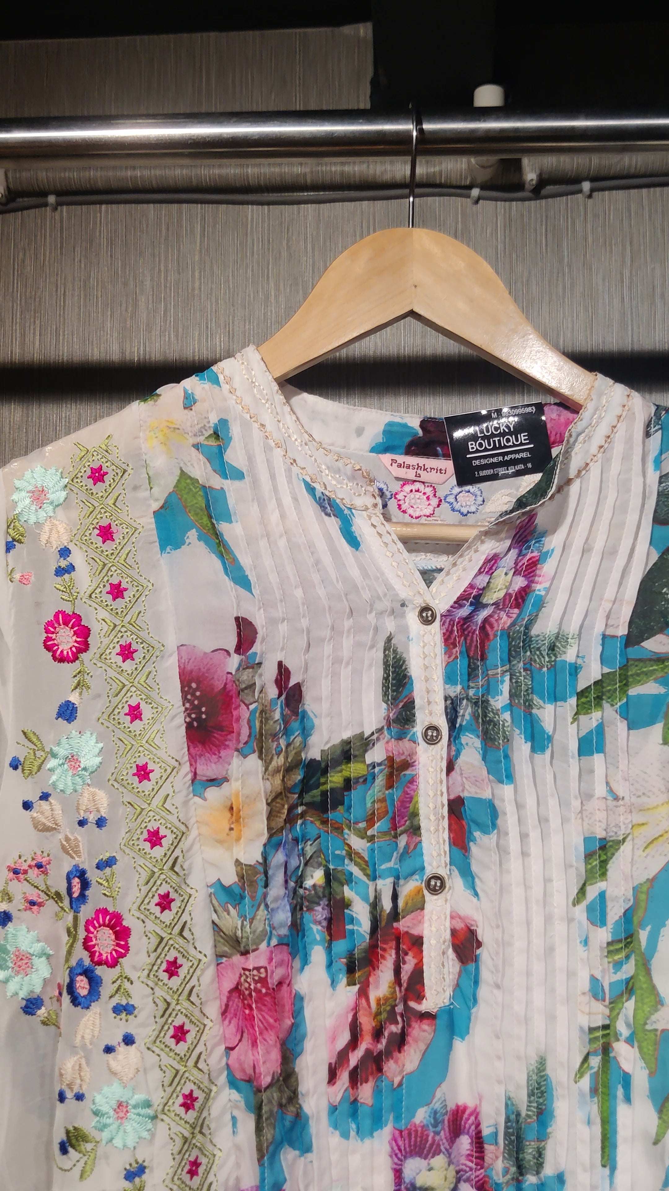 Vibrant Floral Print Tunic Top and Trouser Ensemble Co-ord Set
