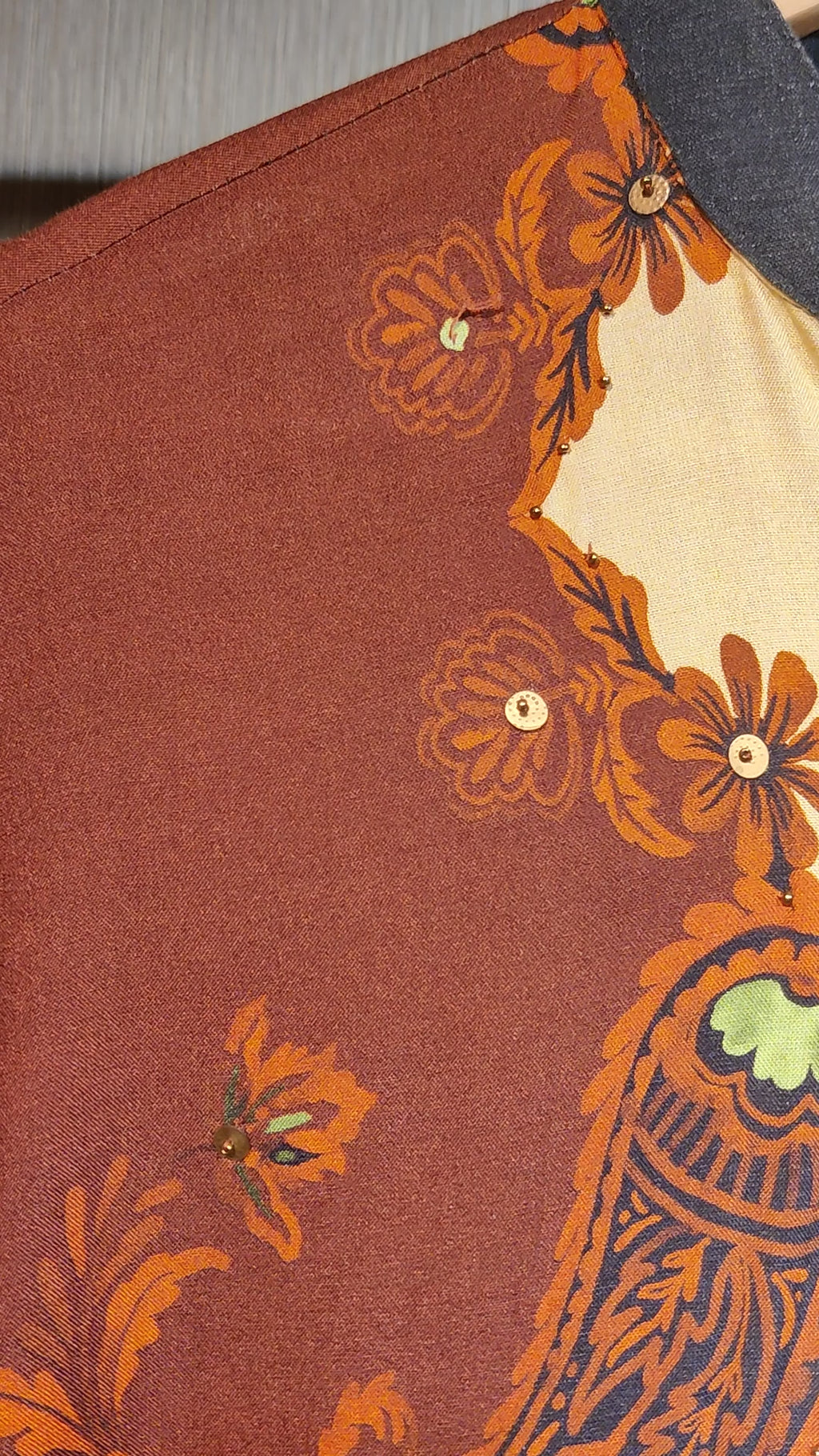 Handcrafted Paisley Cotton Co-Ord Set in Charcoal & Terracotta